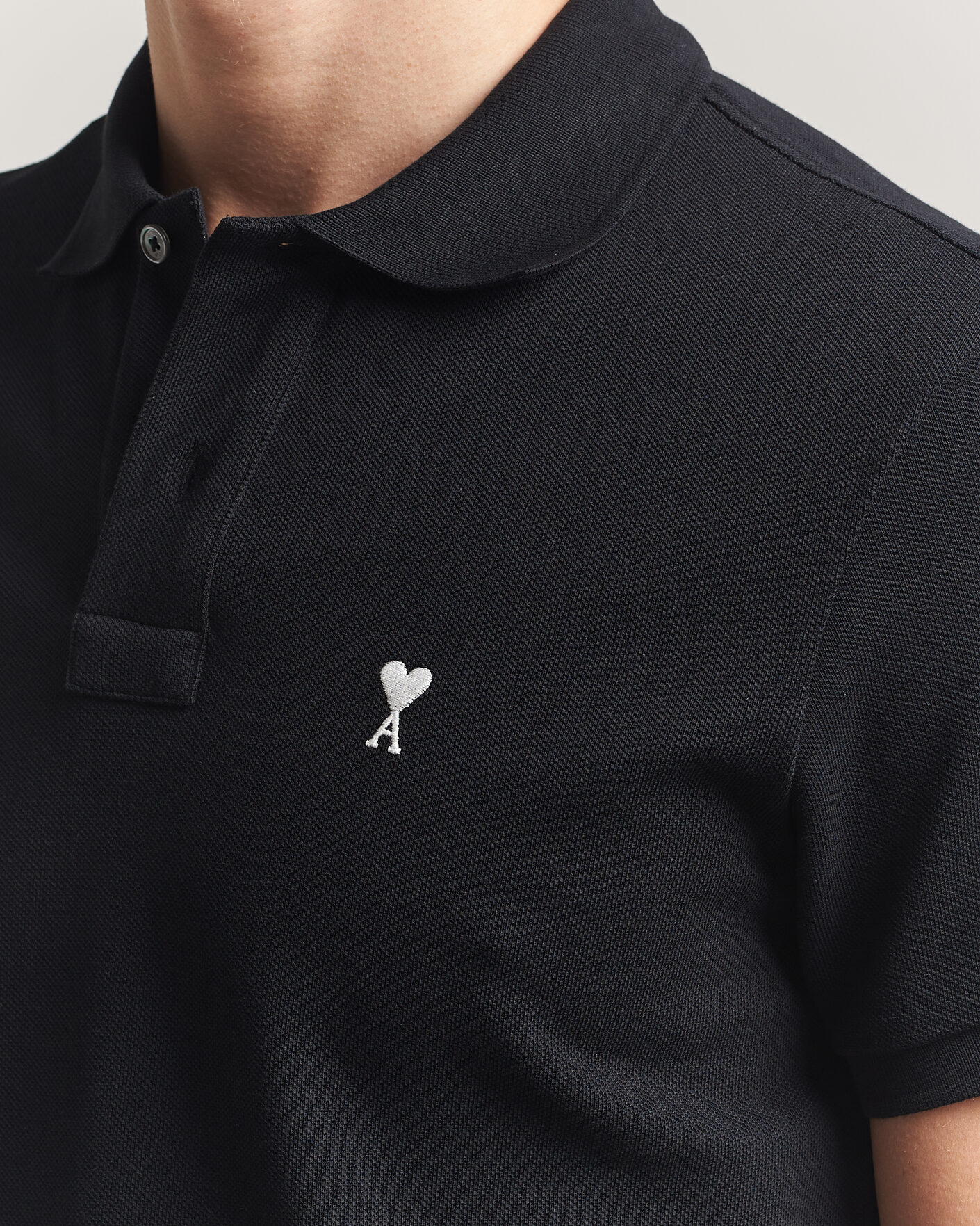 Heren | Polo's | AMI | Contrast Heart Logo Polo Black
