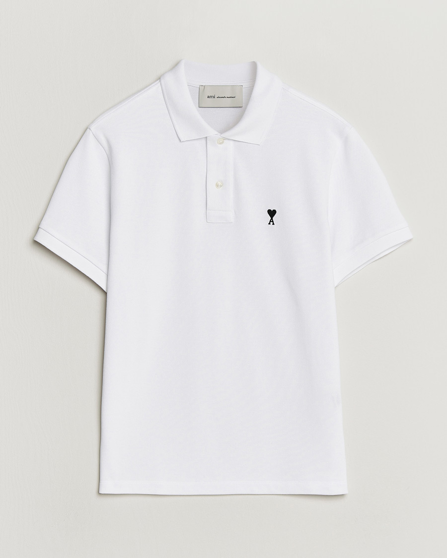 Heren | Polo's | AMI | Contrast Heart Logo Polo White