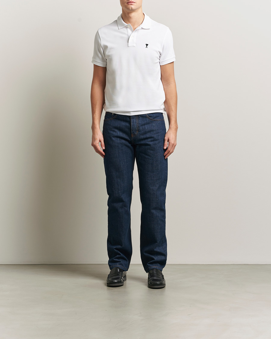 Heren | Polo's | AMI | Contrast Heart Logo Polo White