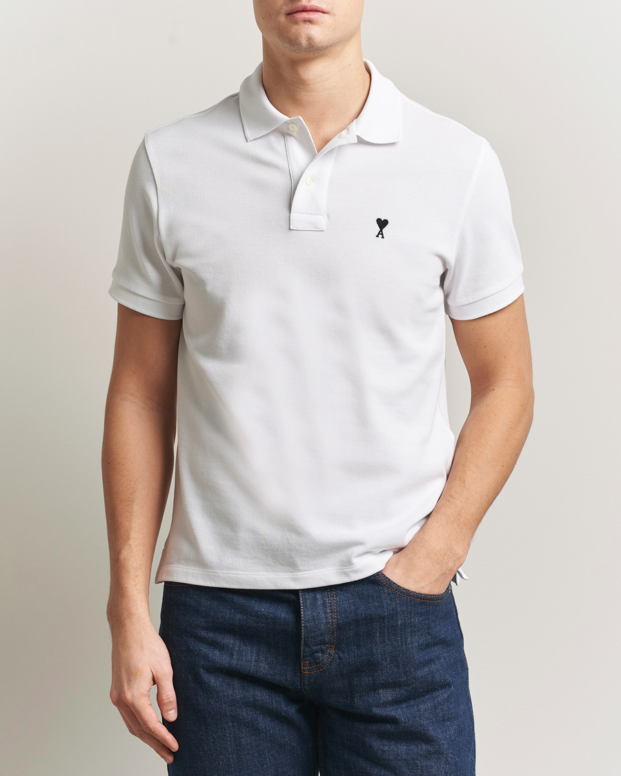 Heren | Polo's | AMI | Contrast Heart Logo Polo White
