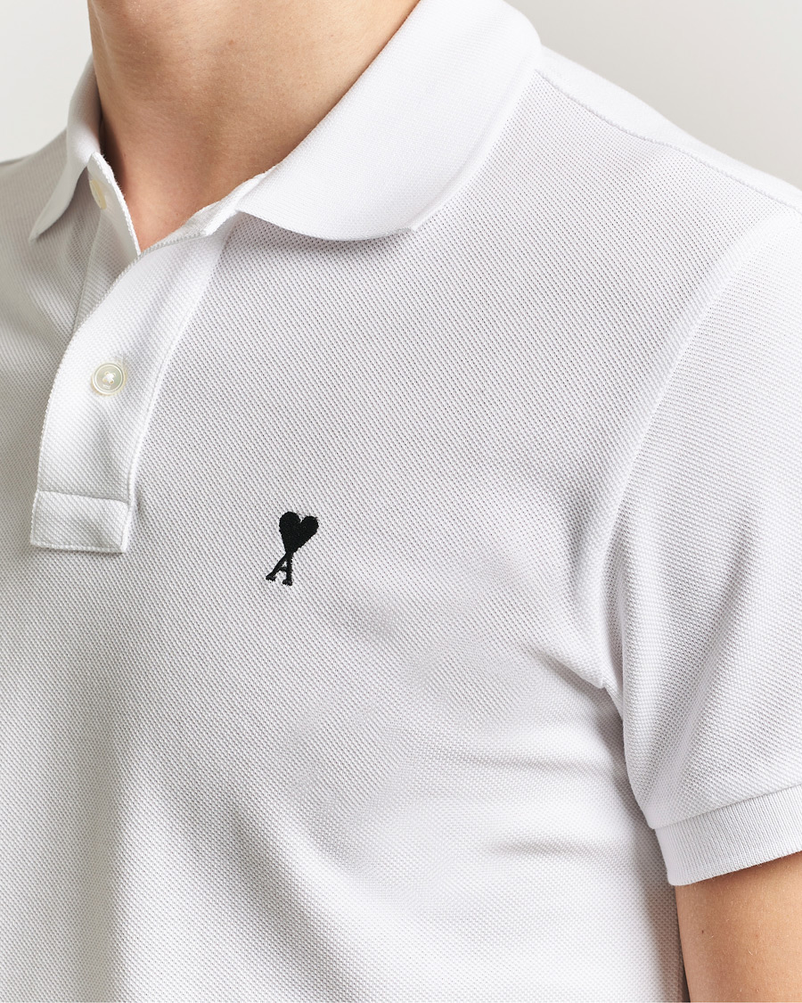 Heren | Polo's | AMI | Contrast Heart Logo Polo White