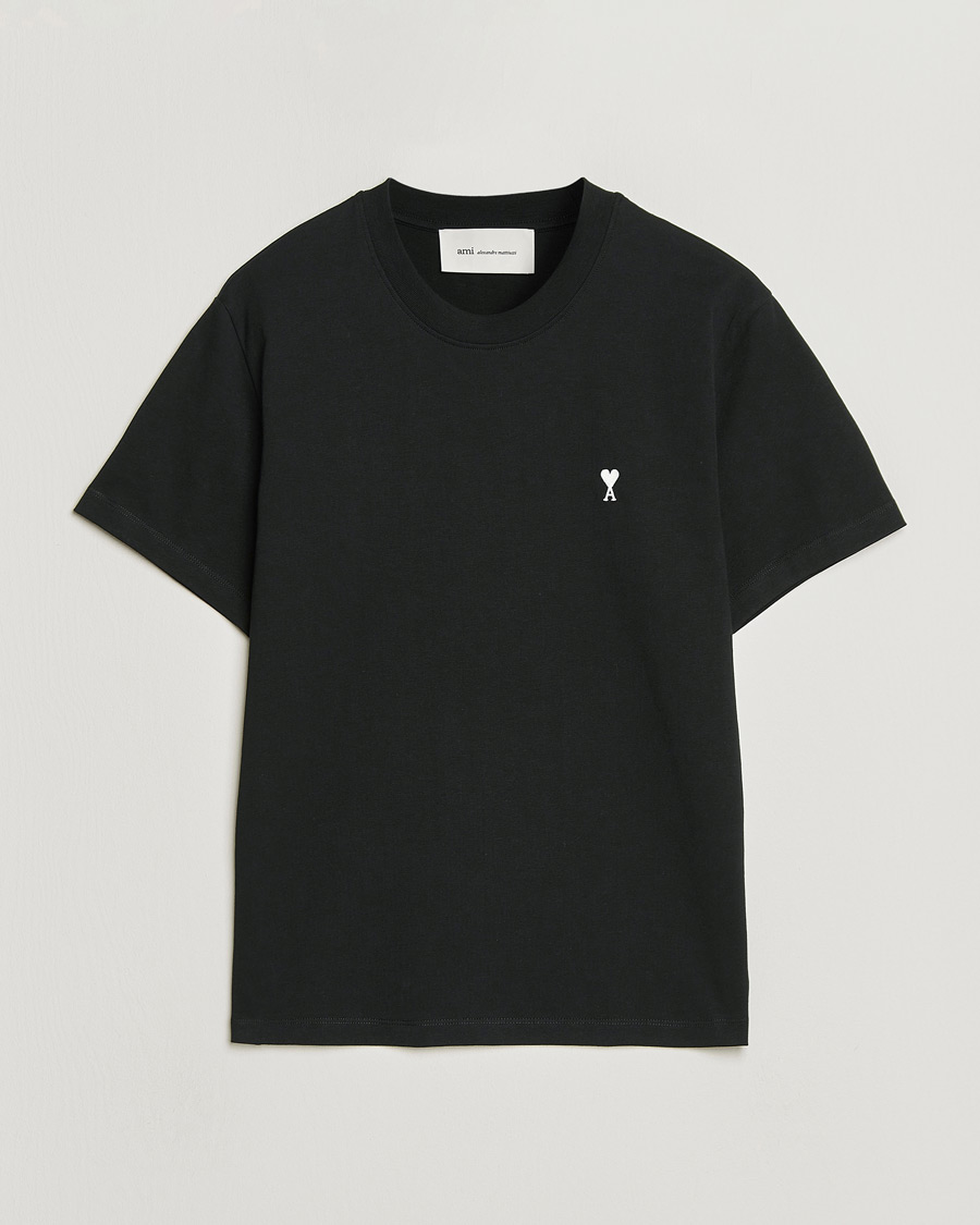 Heren | T-shirts | AMI | Contrast Heart Logo T-Shirt Black