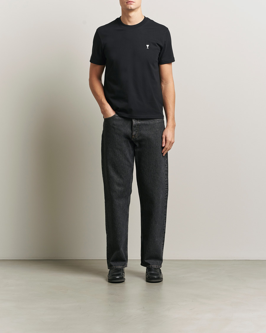 Heren | T-shirts | AMI | Contrast Heart Logo T-Shirt Black