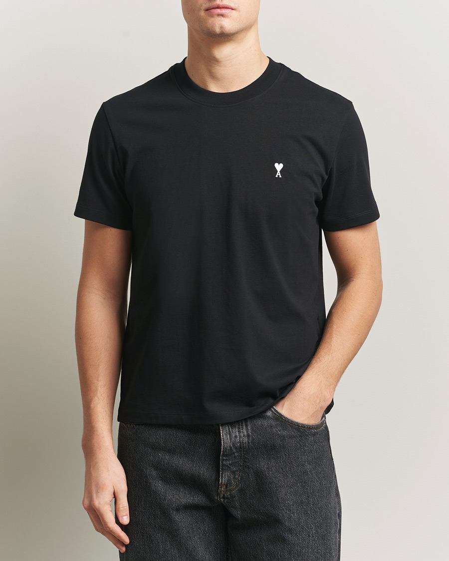 Heren | T-shirts | AMI | Contrast Heart Logo T-Shirt Black