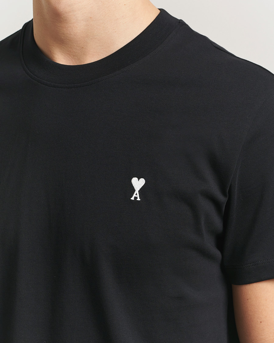Heren | T-shirts | AMI | Contrast Heart Logo T-Shirt Black