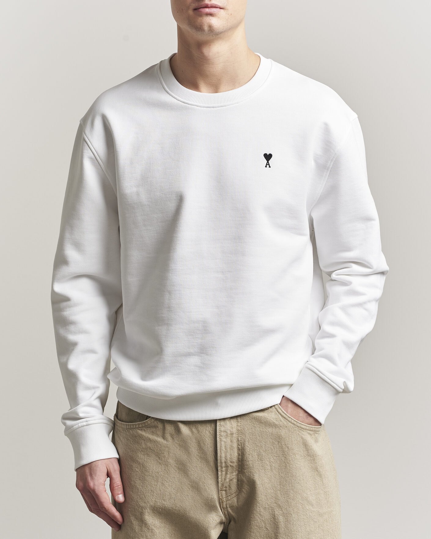 Heren | Truien | AMI | Contrast Heart Logo Sweatshirt White