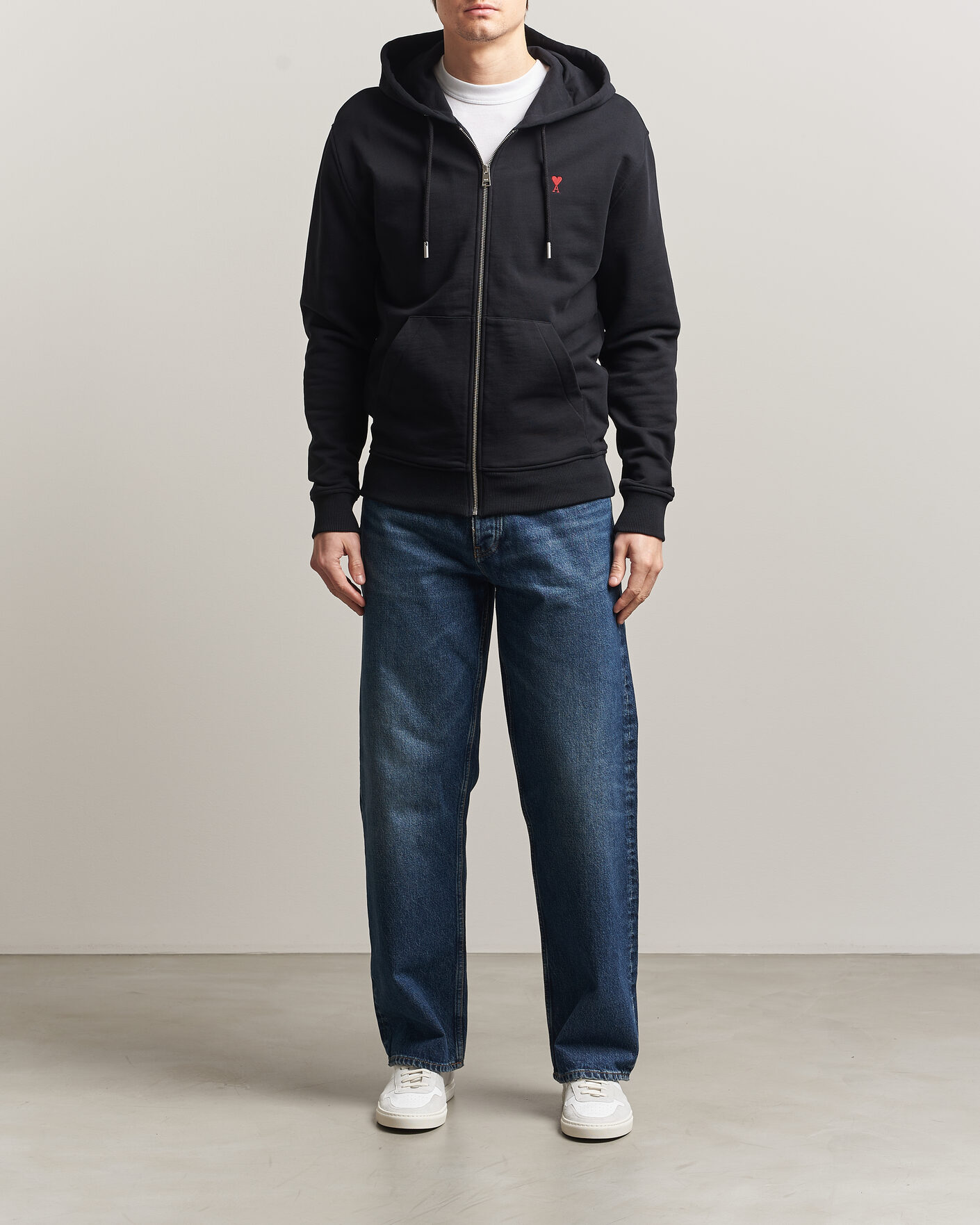 Heren | Truien | AMI | Heart Logo Full Zip Hoodie Black