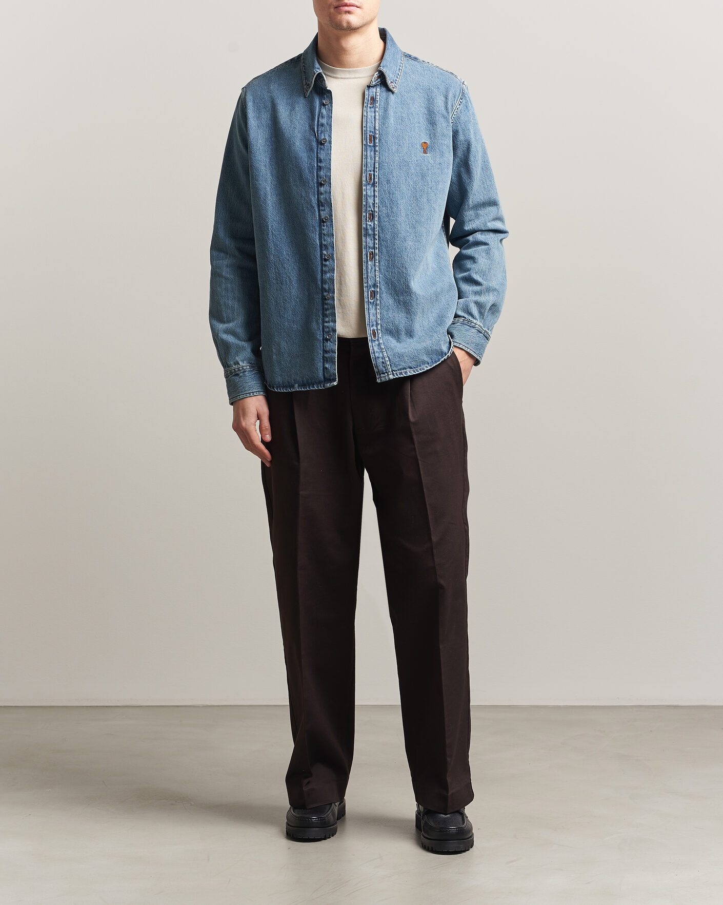 Heren | Overhemden | AMI | Denim Overshirt Used Blue