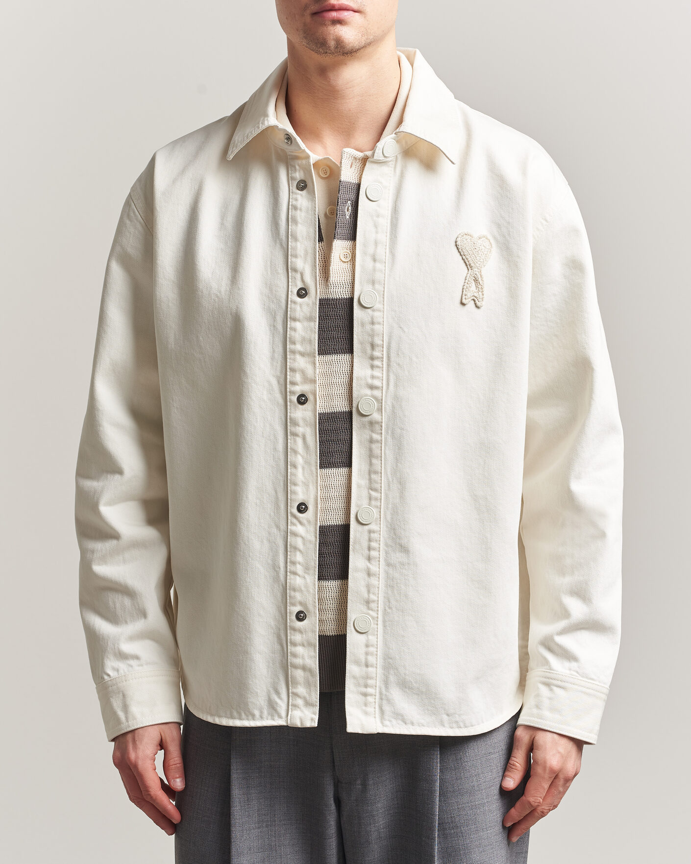 Heren | Overhemden | AMI | Cotton Twill Overshirt Creme