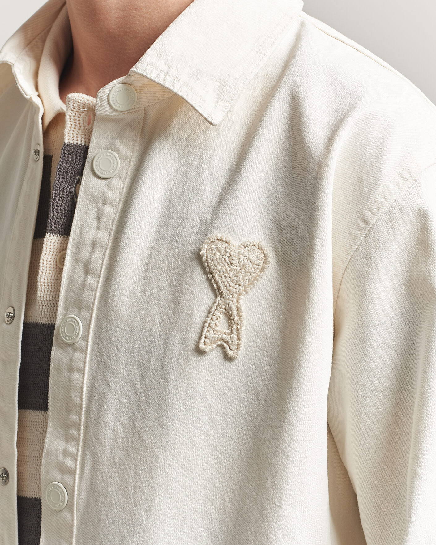 Heren | Overhemden | AMI | Cotton Twill Overshirt Creme