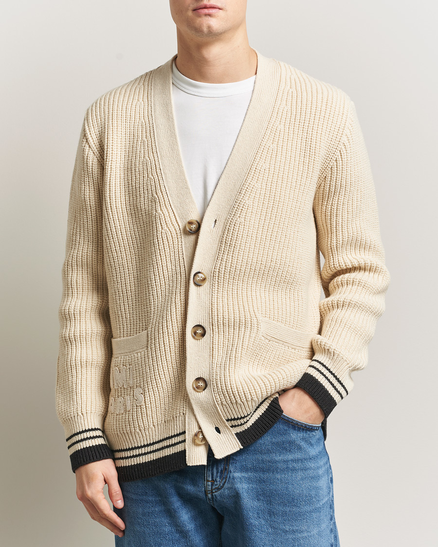 Heren | Truien | AMI | Wool/Cotton Ribbed Cardigan Creme