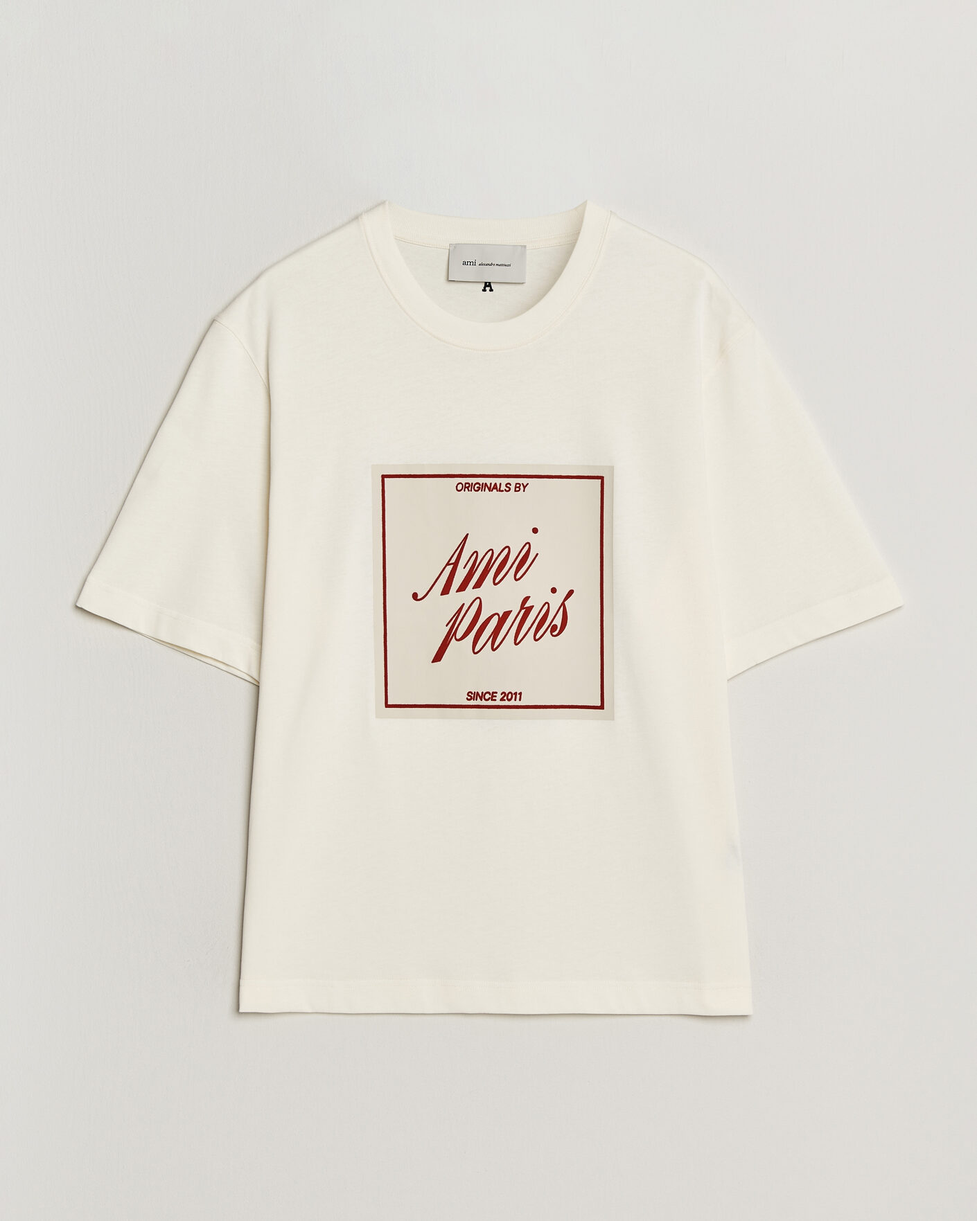 Heren | T-shirts | AMI | Boxy Fit Printed T-Shirt Creme