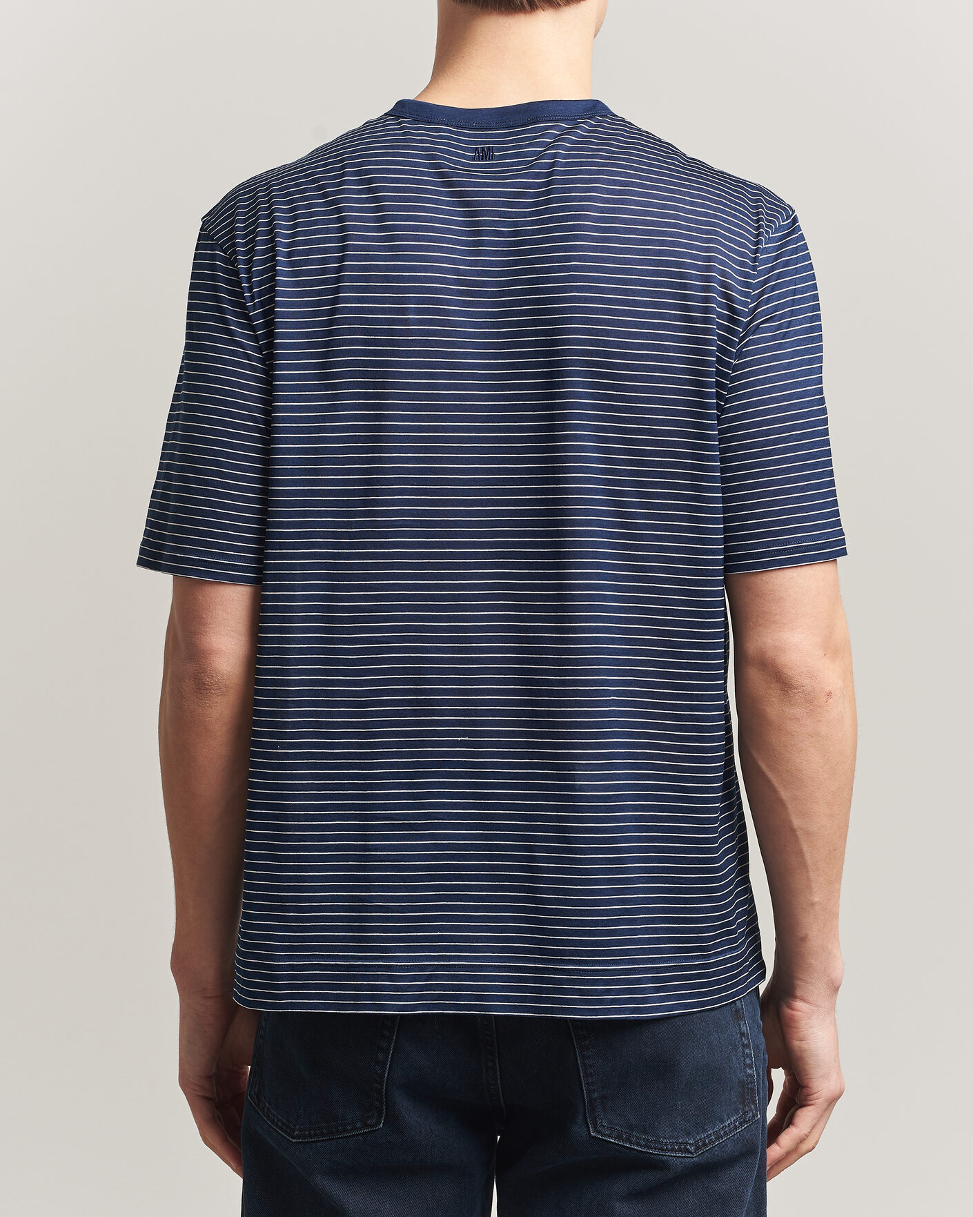 Heren | T-shirts | AMI | Striped T-Shirt Navy/White