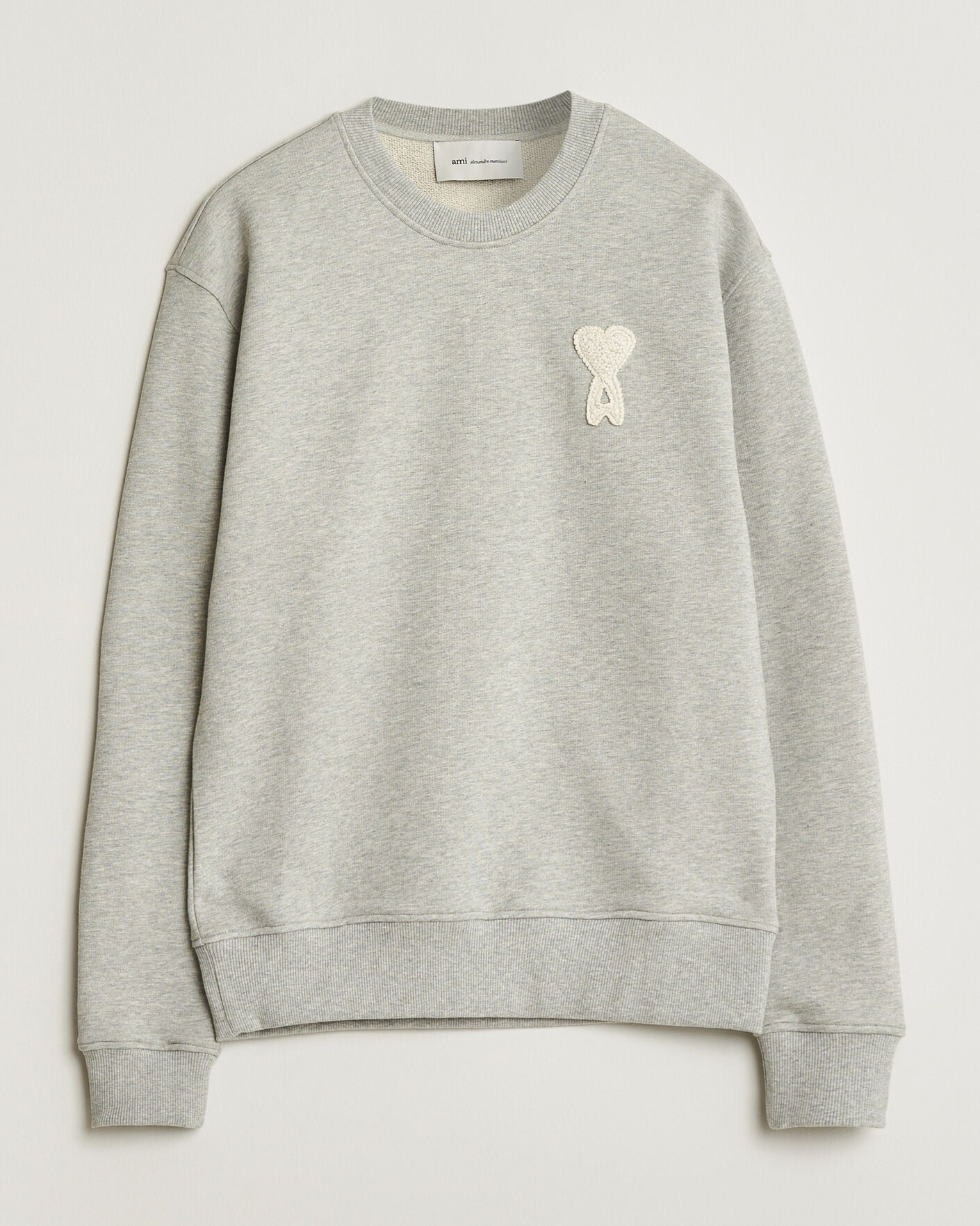 Heren | Truien | AMI | Knitted Heart Logo Sweatshirt Grey Melange