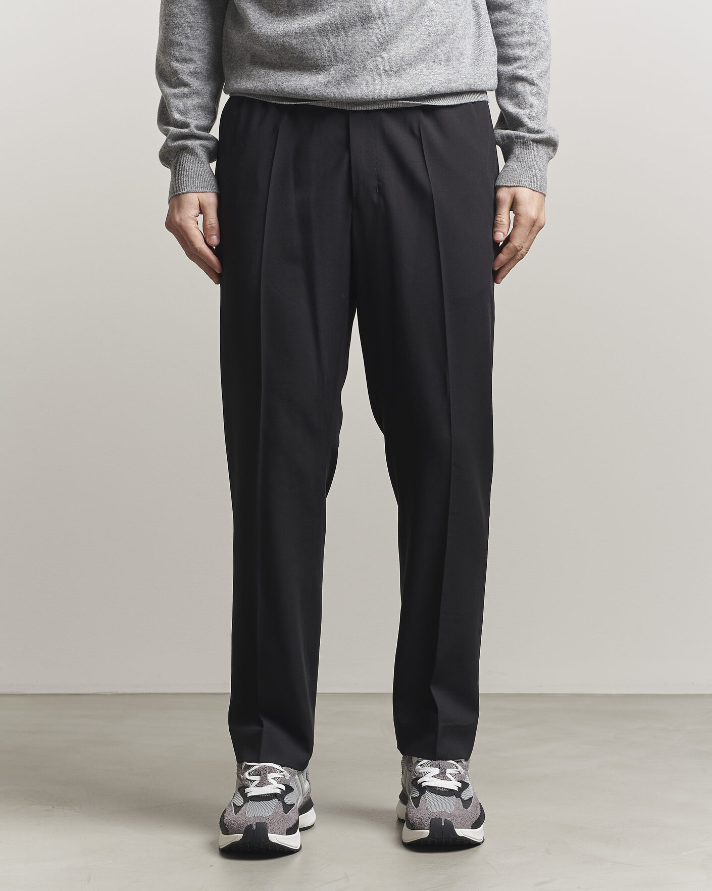Heren | Broeken | AMI | Wool Drawstring Trousers Black