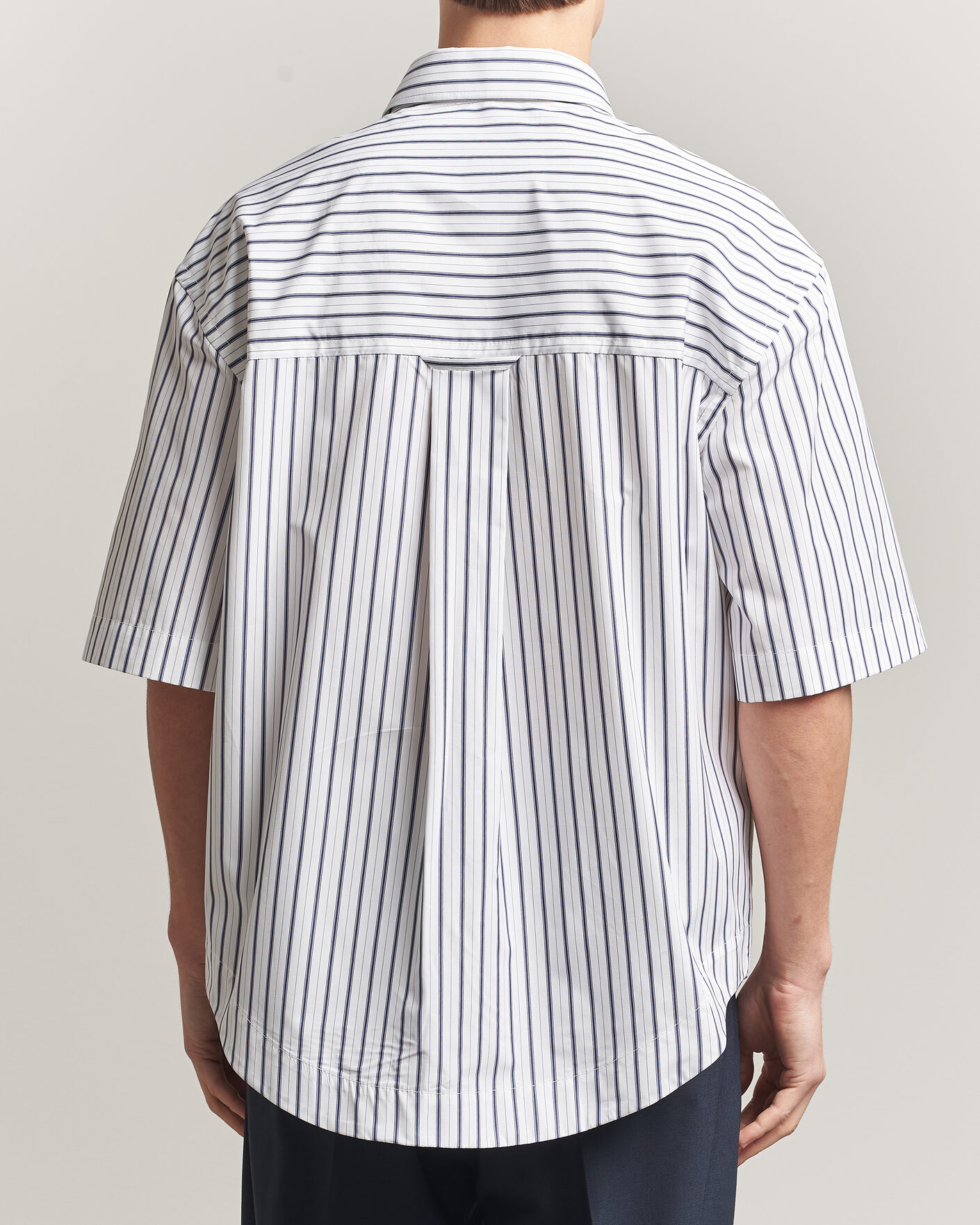 Heren | Overhemden | AMI | Short Sleeve Camp Collar Shirt White/Blue