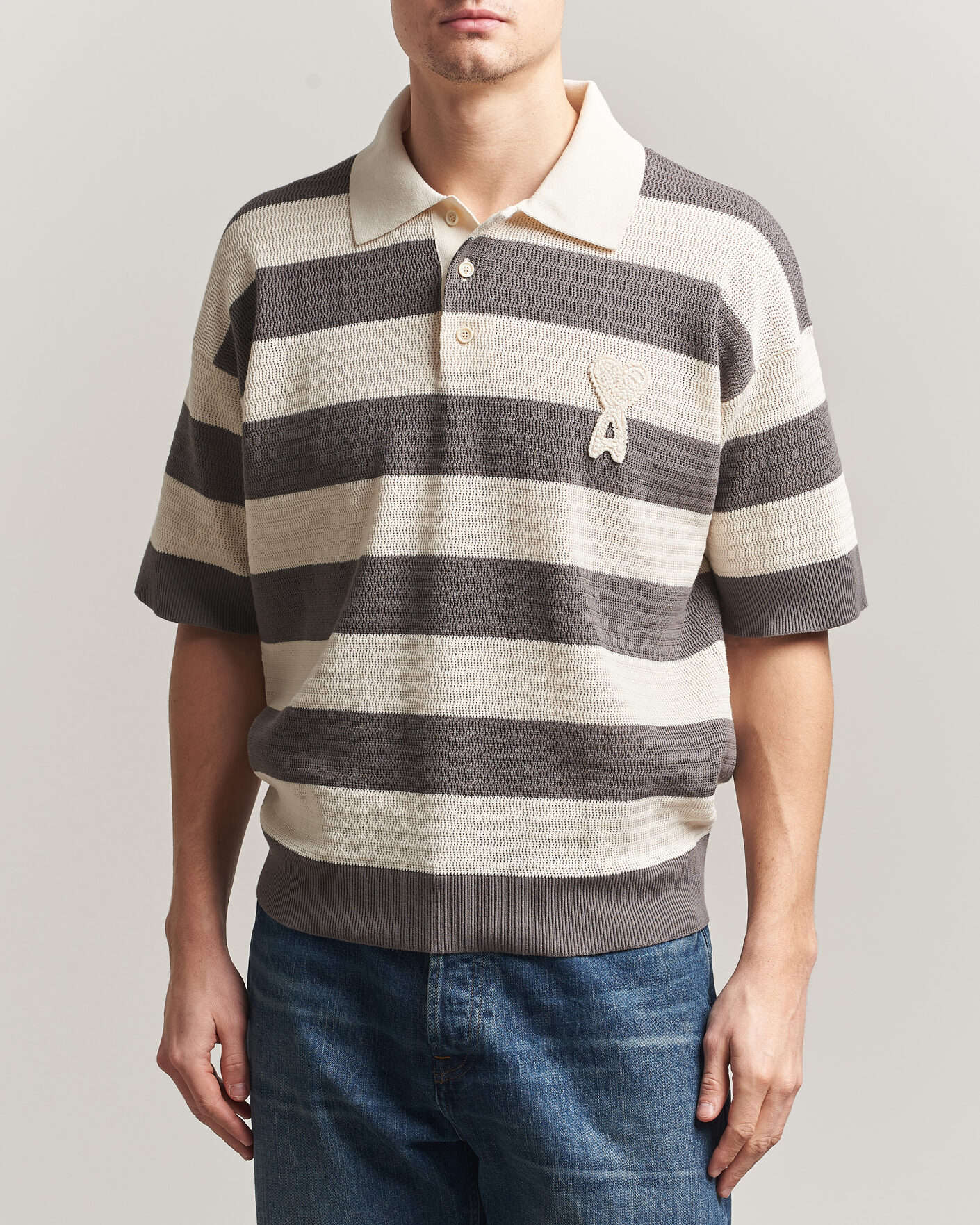 Heren | Polo's | AMI | Striped Polo White/Grey