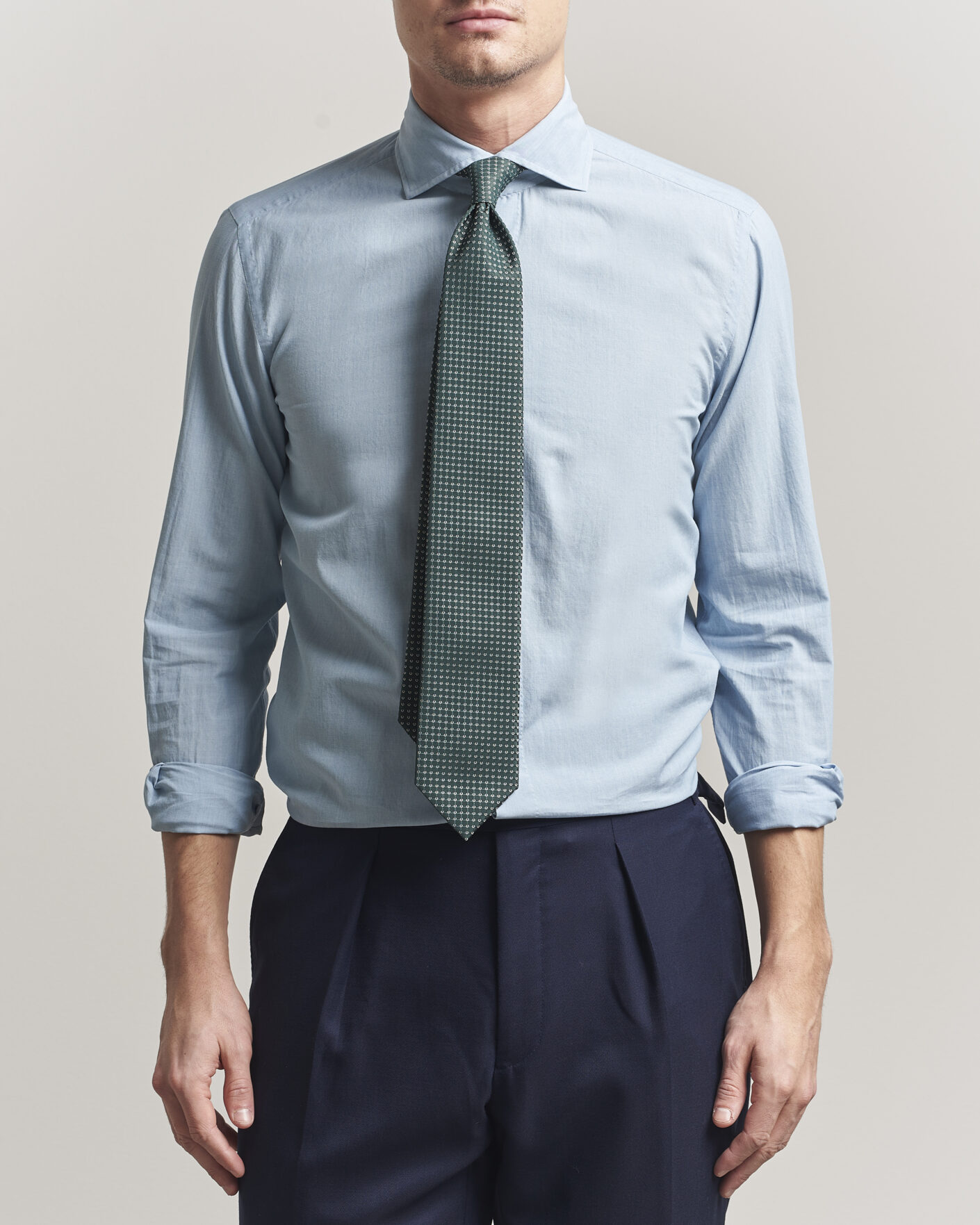 Heren | Overhemden | 100Hands | Light Cotton Voile Denim Shirt Blue