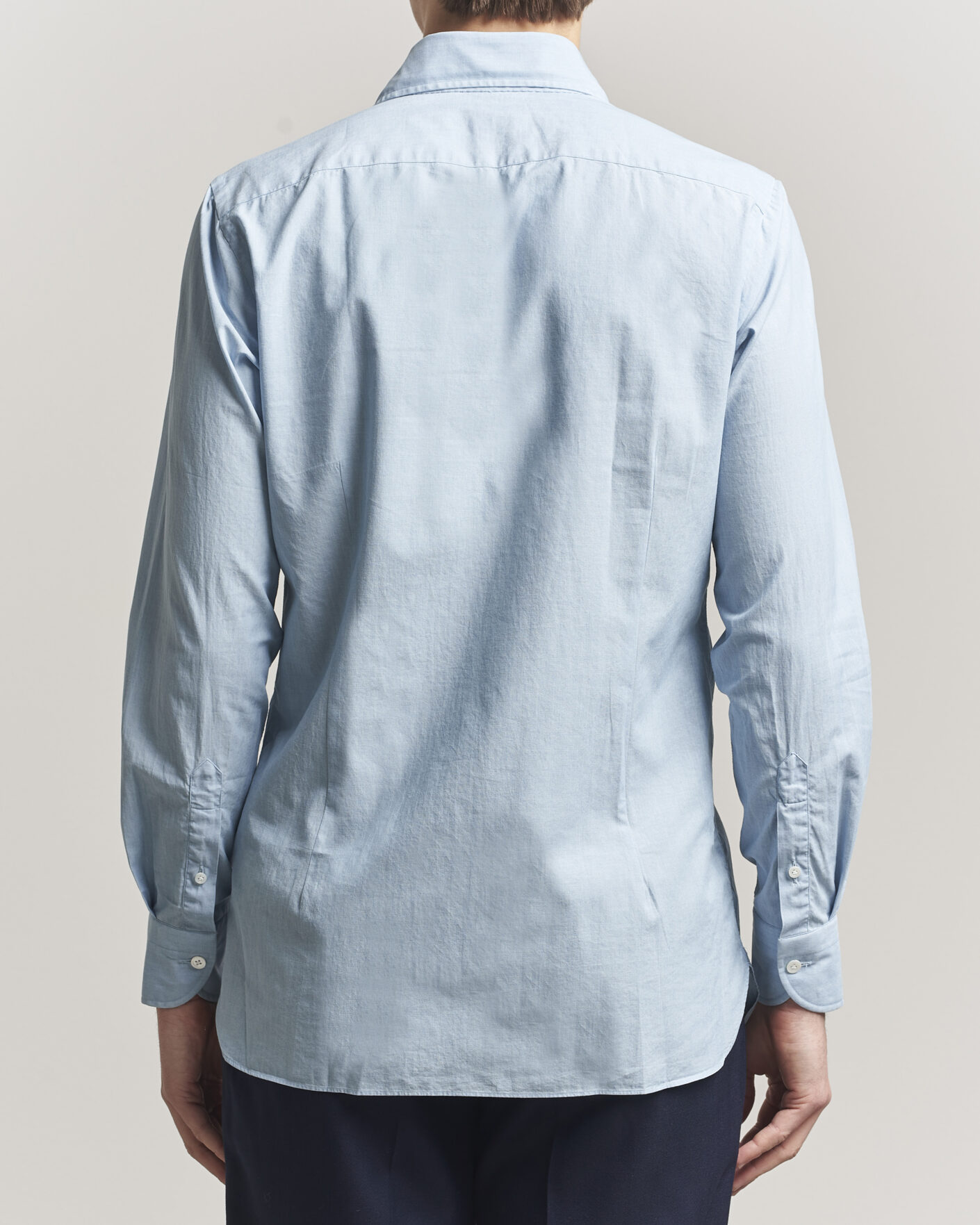 Heren | Overhemden | 100Hands | Light Cotton Voile Denim Shirt Blue