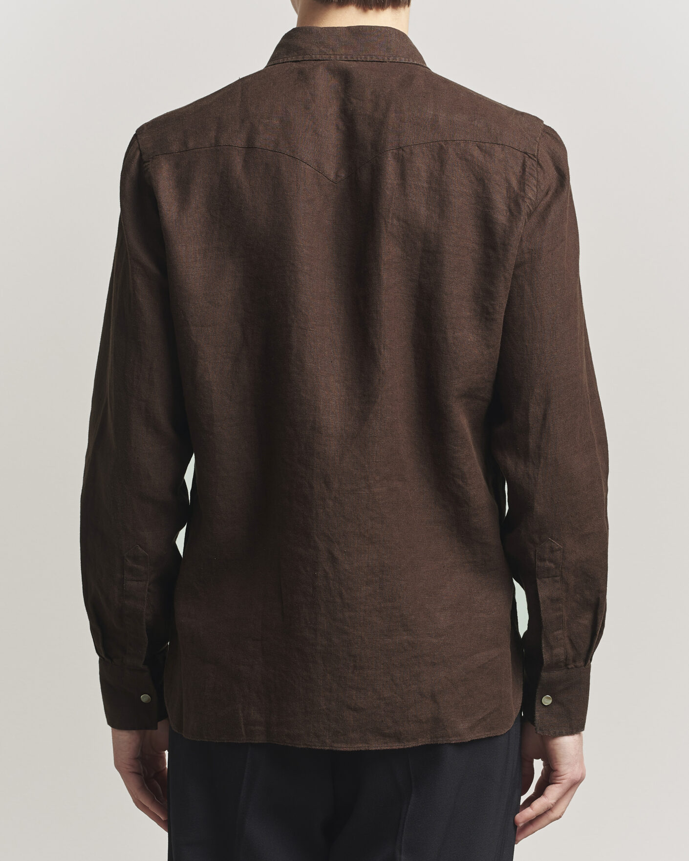Heren | Overhemden | 100Hands | Two Pocket Western Linen Shirt Chocolate