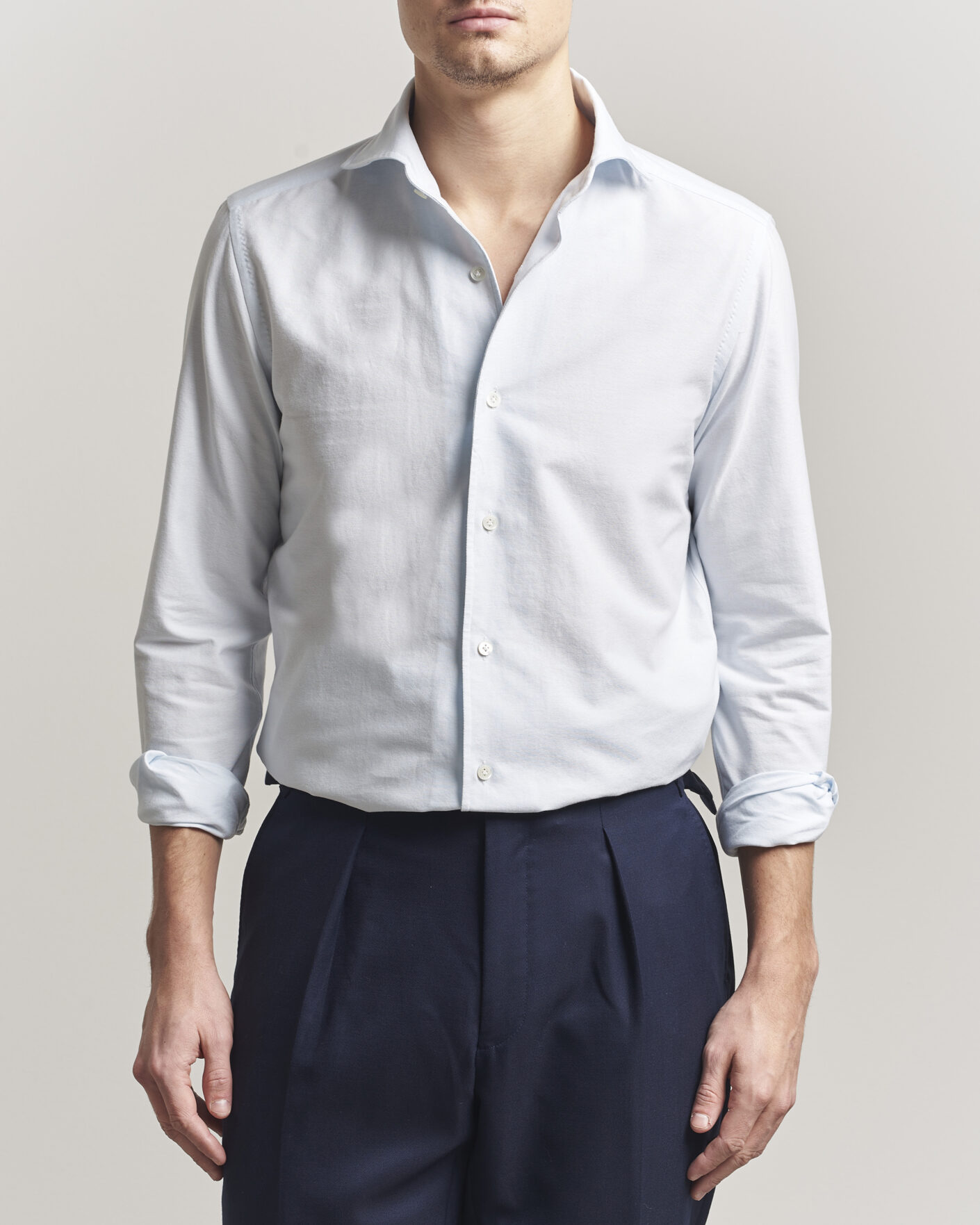 Heren | Overhemden | 100Hands | Washed Oxford Shirt Light Blue