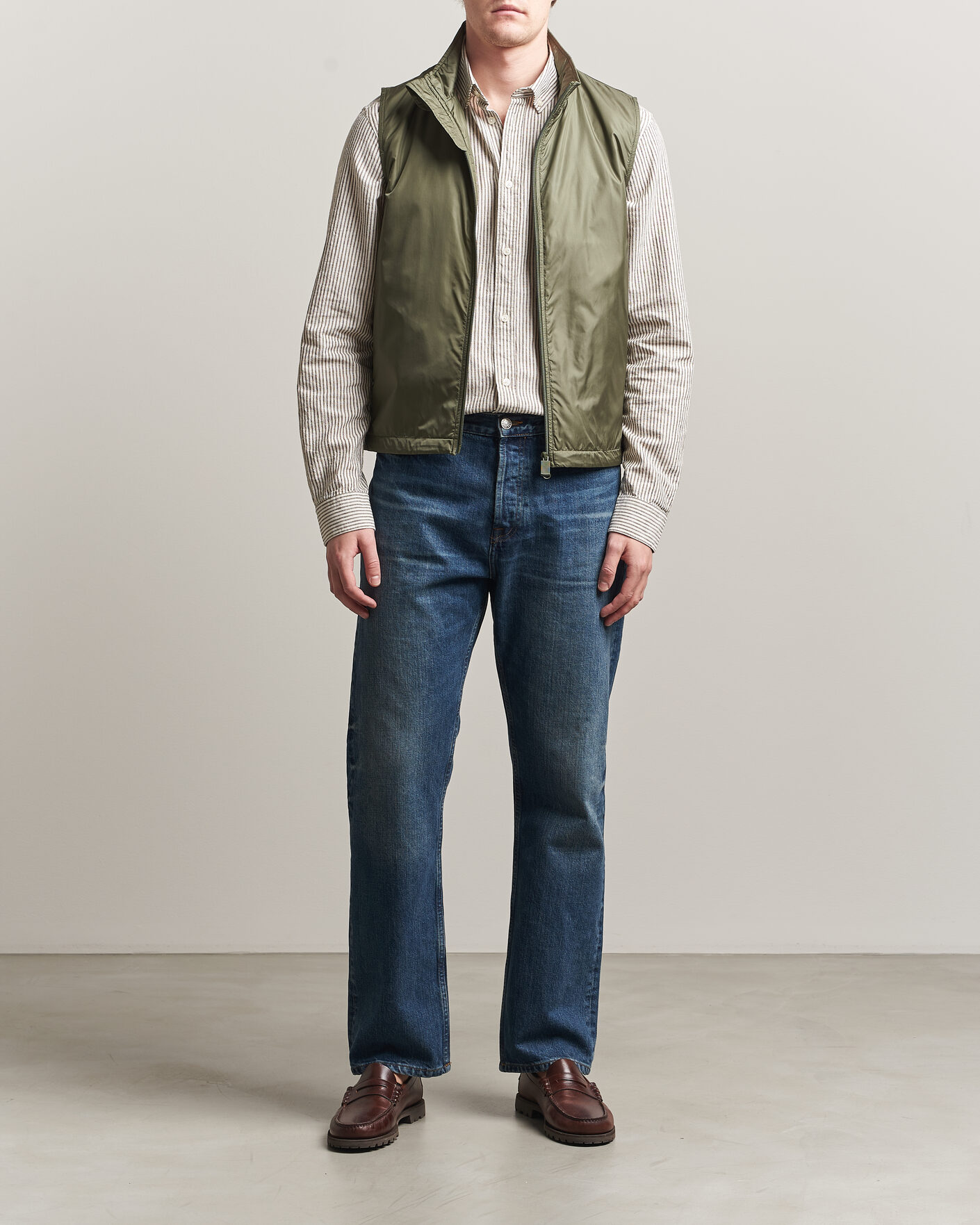 Heren | Gilets | Aspesi | Vernes Nylon Gilet Olive