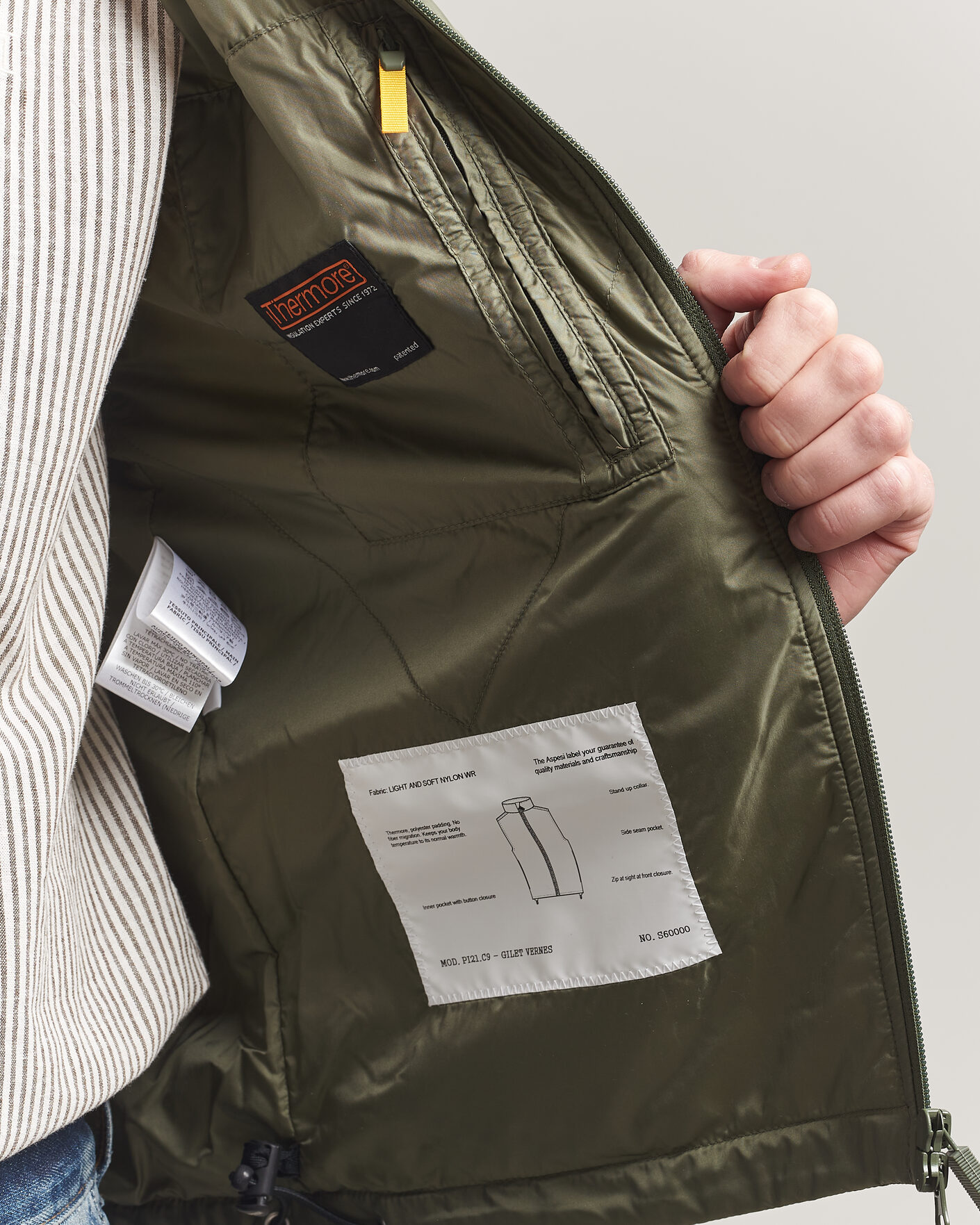 Heren | Gilets | Aspesi | Vernes Nylon Gilet Olive