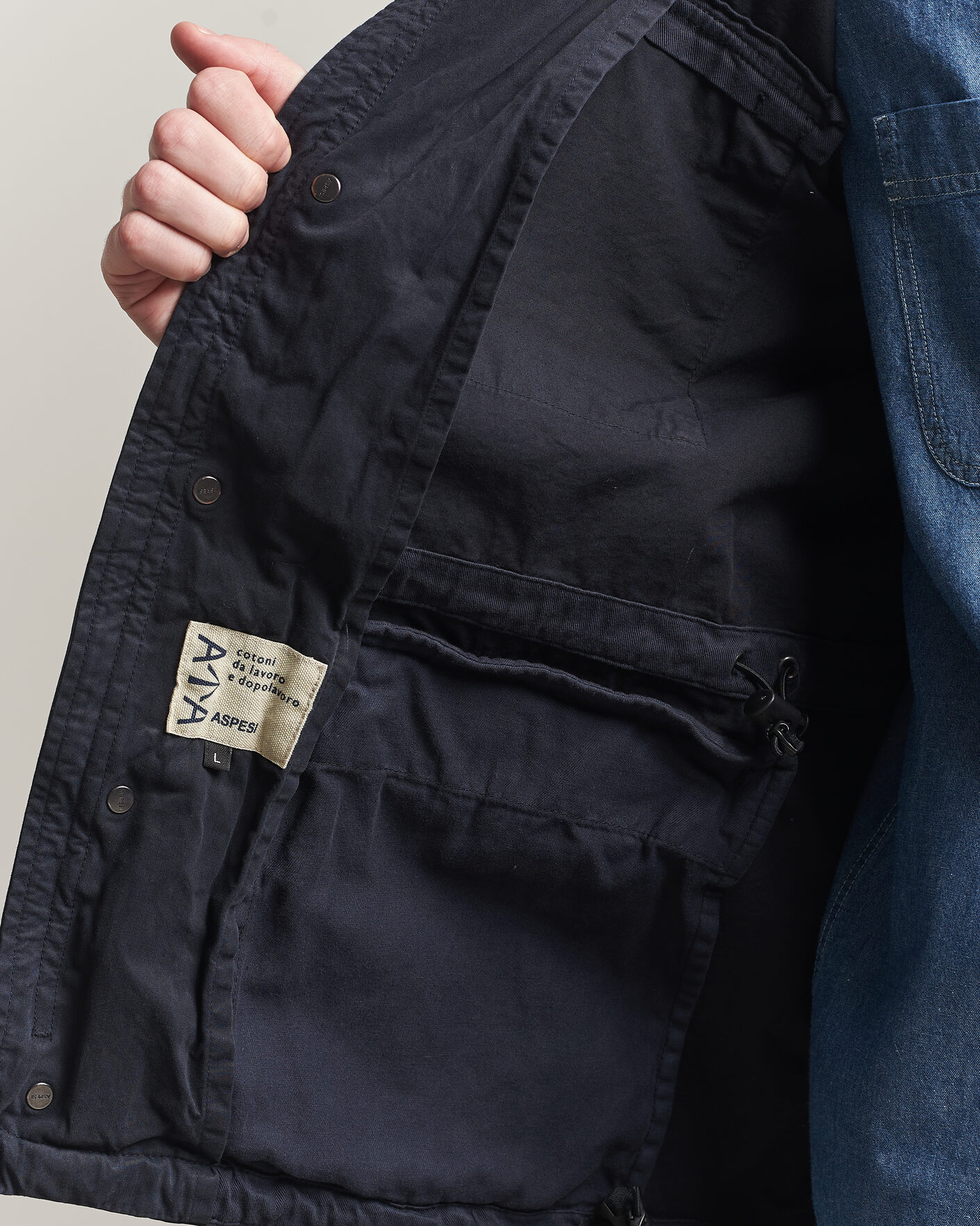 Heren | Jassen | Aspesi | Washed Cotton Field Jacket Navy