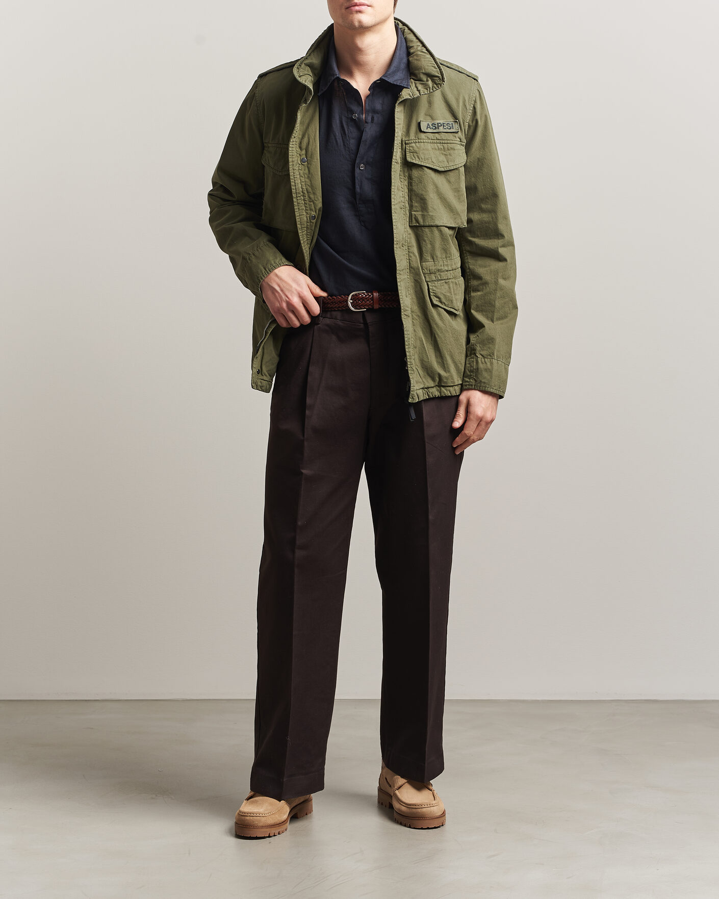 Heren | Jassen | Aspesi | Washed Cotton Field Jacket Military