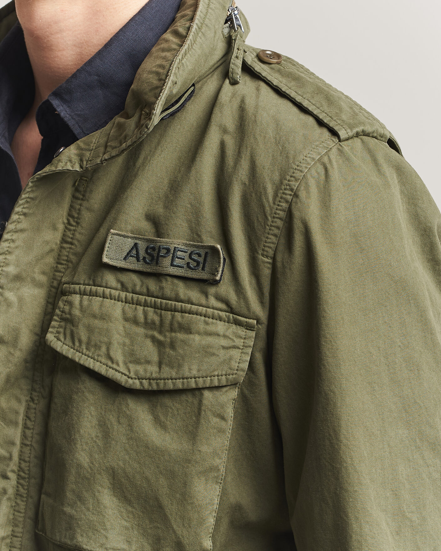 Heren | Jassen | Aspesi | Washed Cotton Field Jacket Military