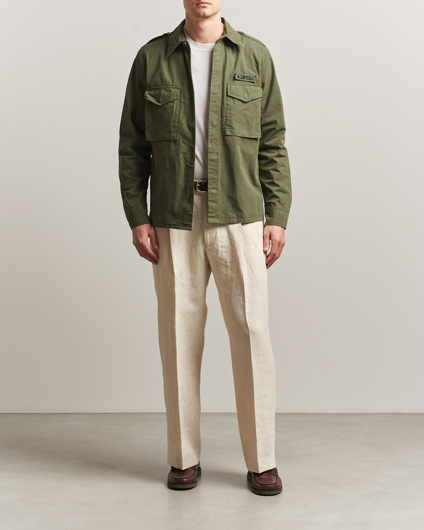 Heren | Jassen | Aspesi | Cotton Field Shirt Olive