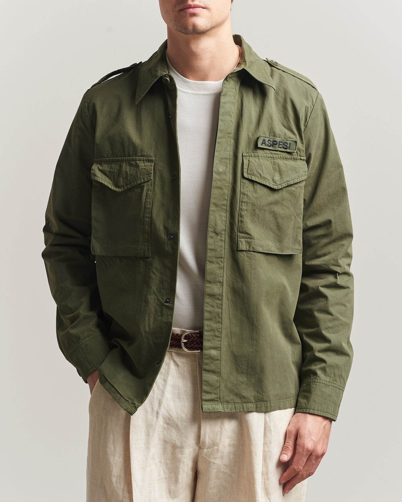 Heren | Jassen | Aspesi | Cotton Field Shirt Olive