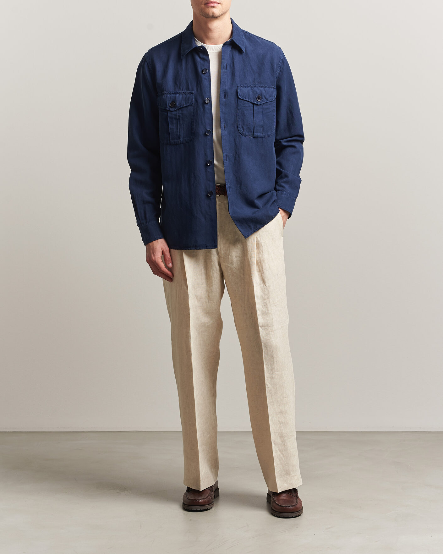 Heren | Overhemden | Aspesi | Double Pocket Overshirt Navy