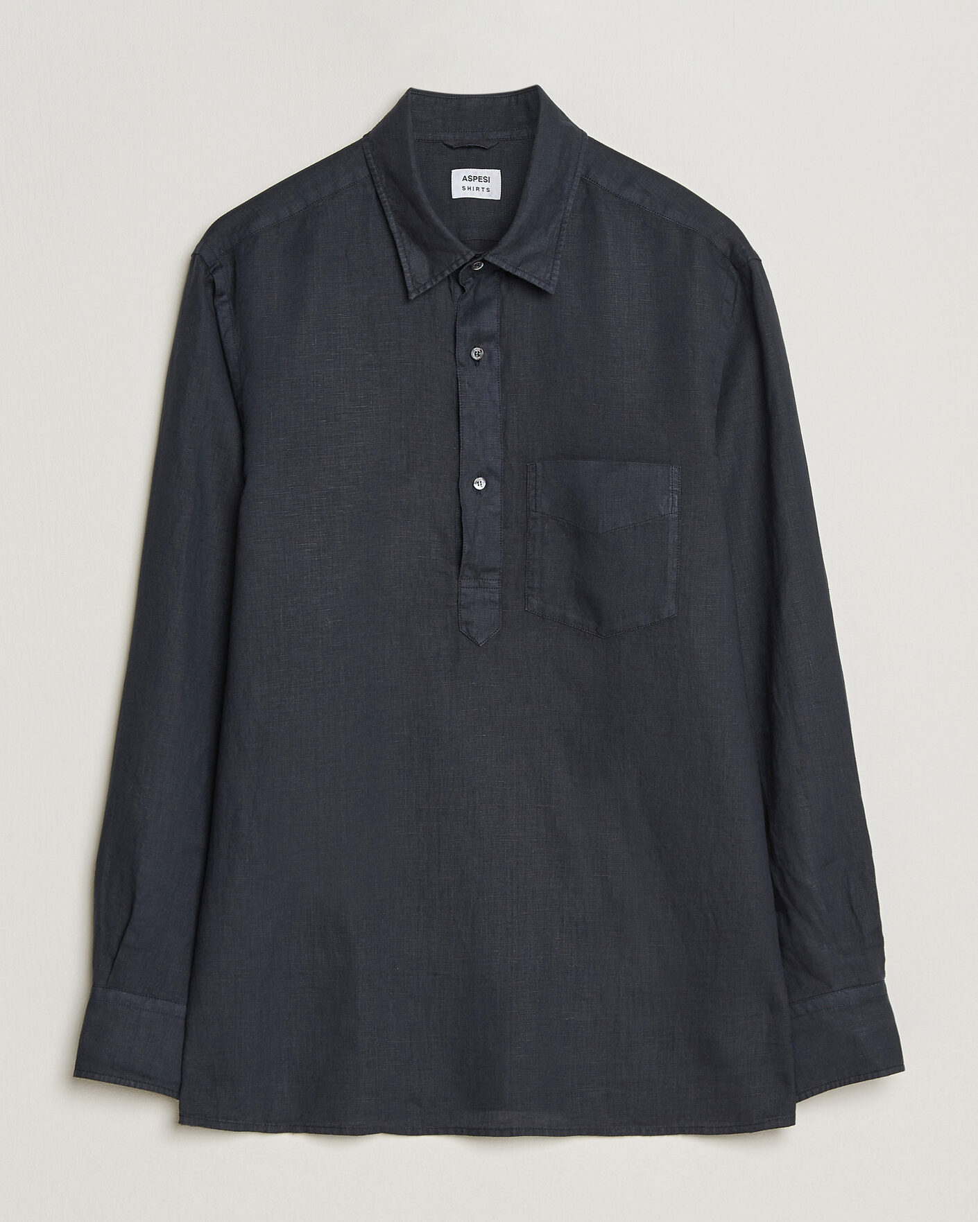 Heren | Overhemden | Aspesi | Popover Linen Shirt Navy