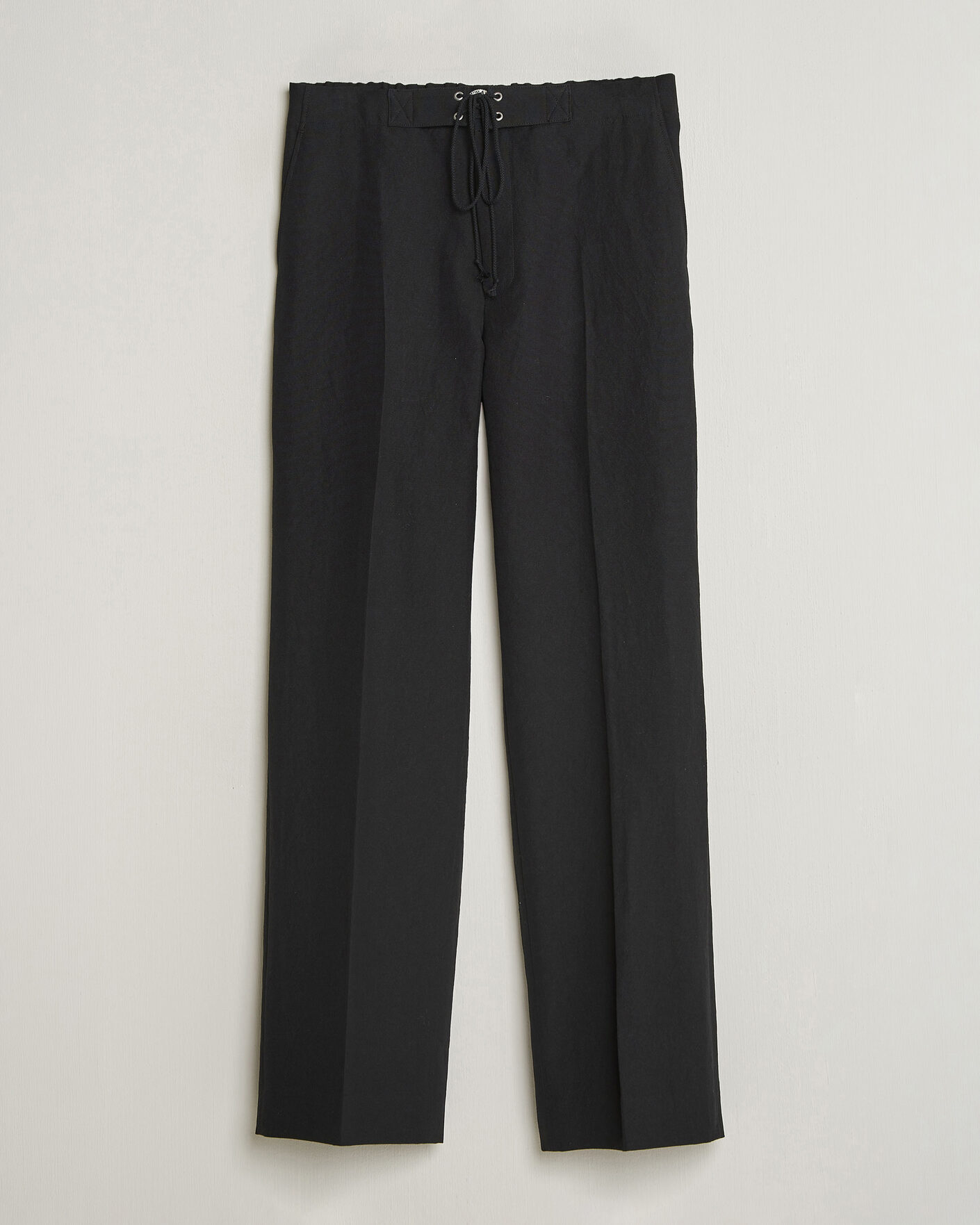 Auralee Wool/Linen Ox Drawstring Pants Black | Man - CareOfCarl.nl