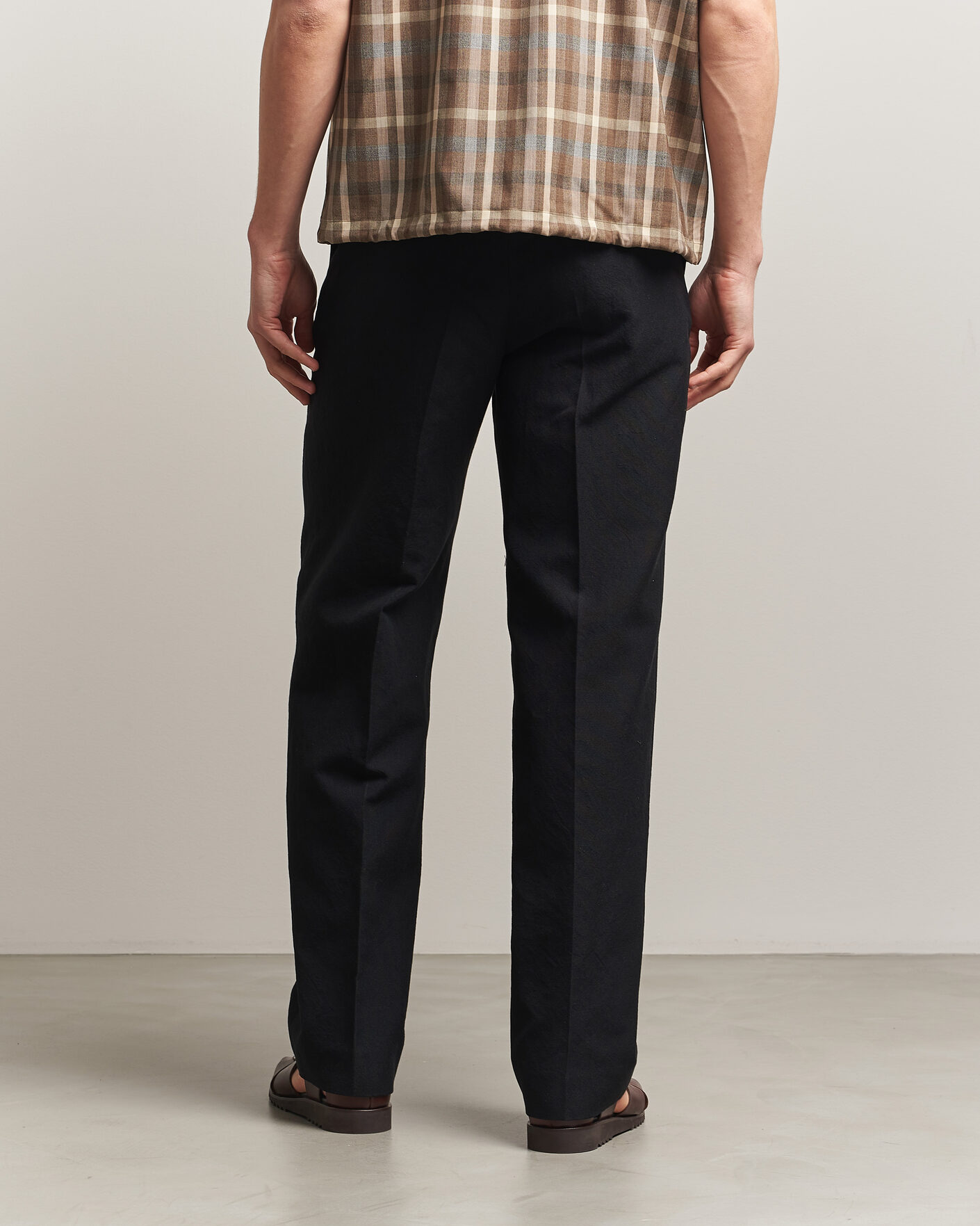 Heren | Broeken | Auralee | Wool/Linen Ox Drawstring Pants Black