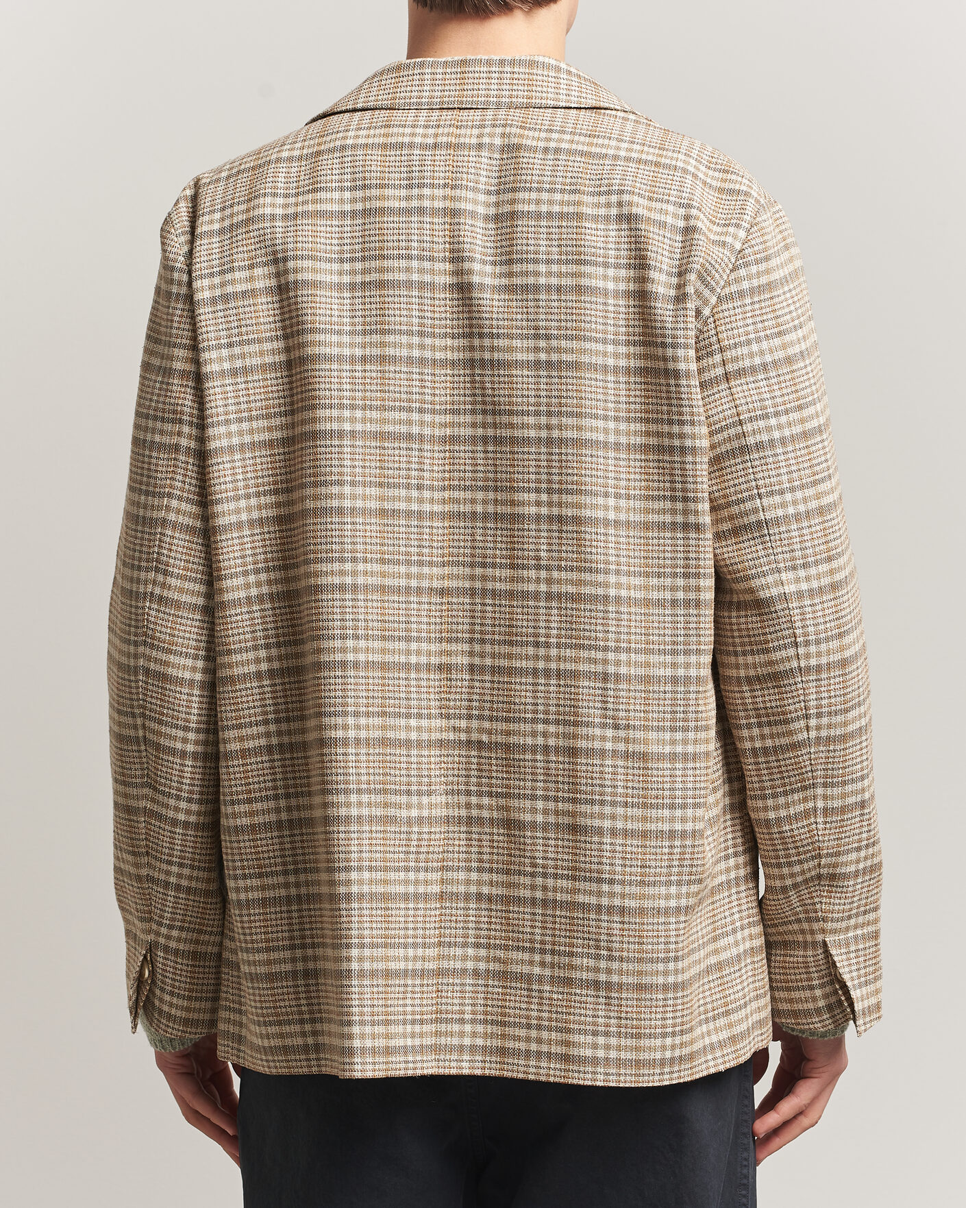 Heren | Jassen | Auralee | Silk/Linen Chore Jacket Beige Check