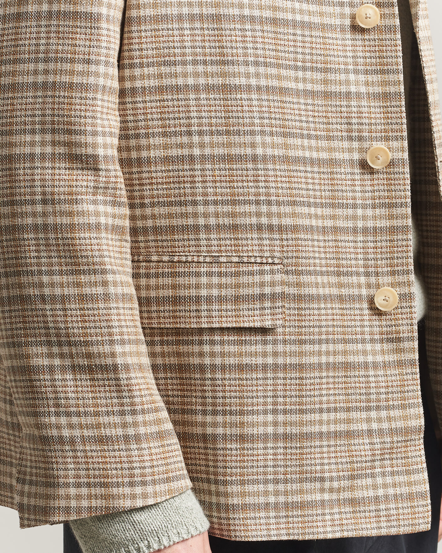 Heren | Jassen | Auralee | Silk/Linen Chore Jacket Beige Check