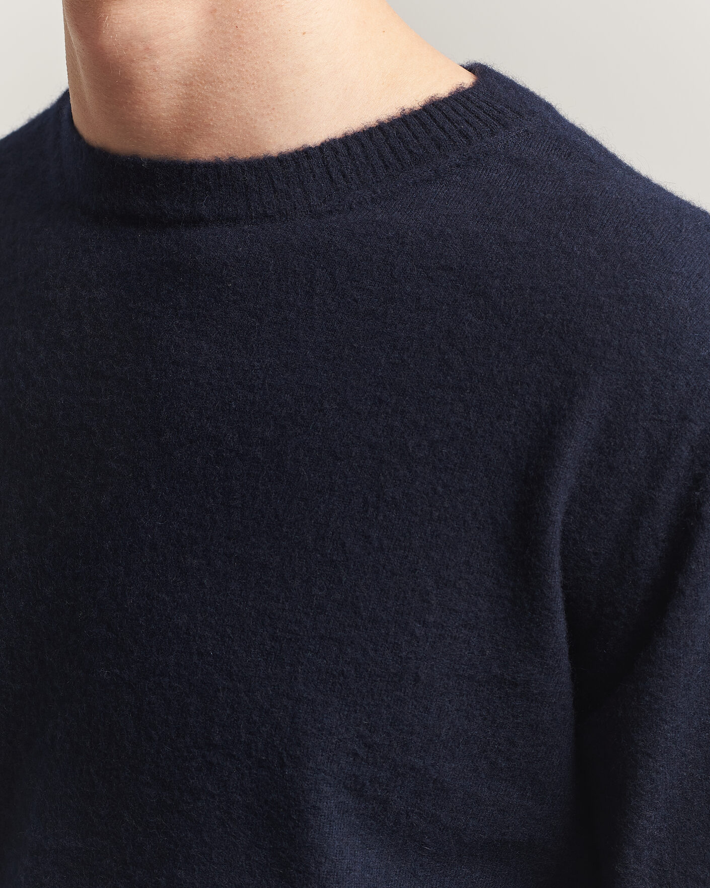 Heren | Truien | Auralee | Brushed Cashmere/Cotton Crew Neck Navy