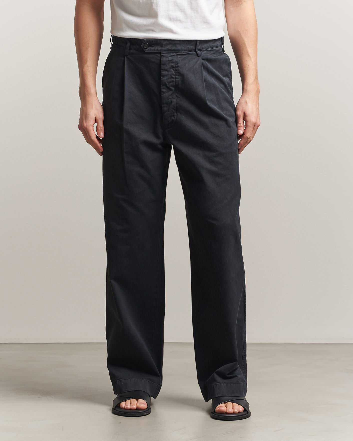 Heren | Broeken | Auralee | Garment Dyed Finx Chinos Black
