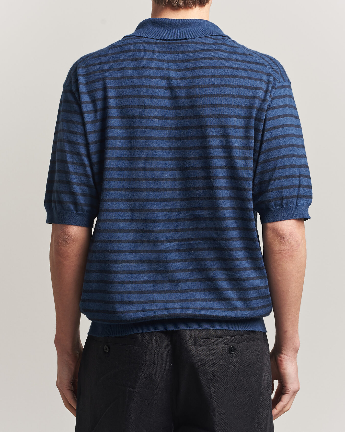 Heren | Polo's | Auralee | Cotton Knit Skipper Polo Navy Stripe