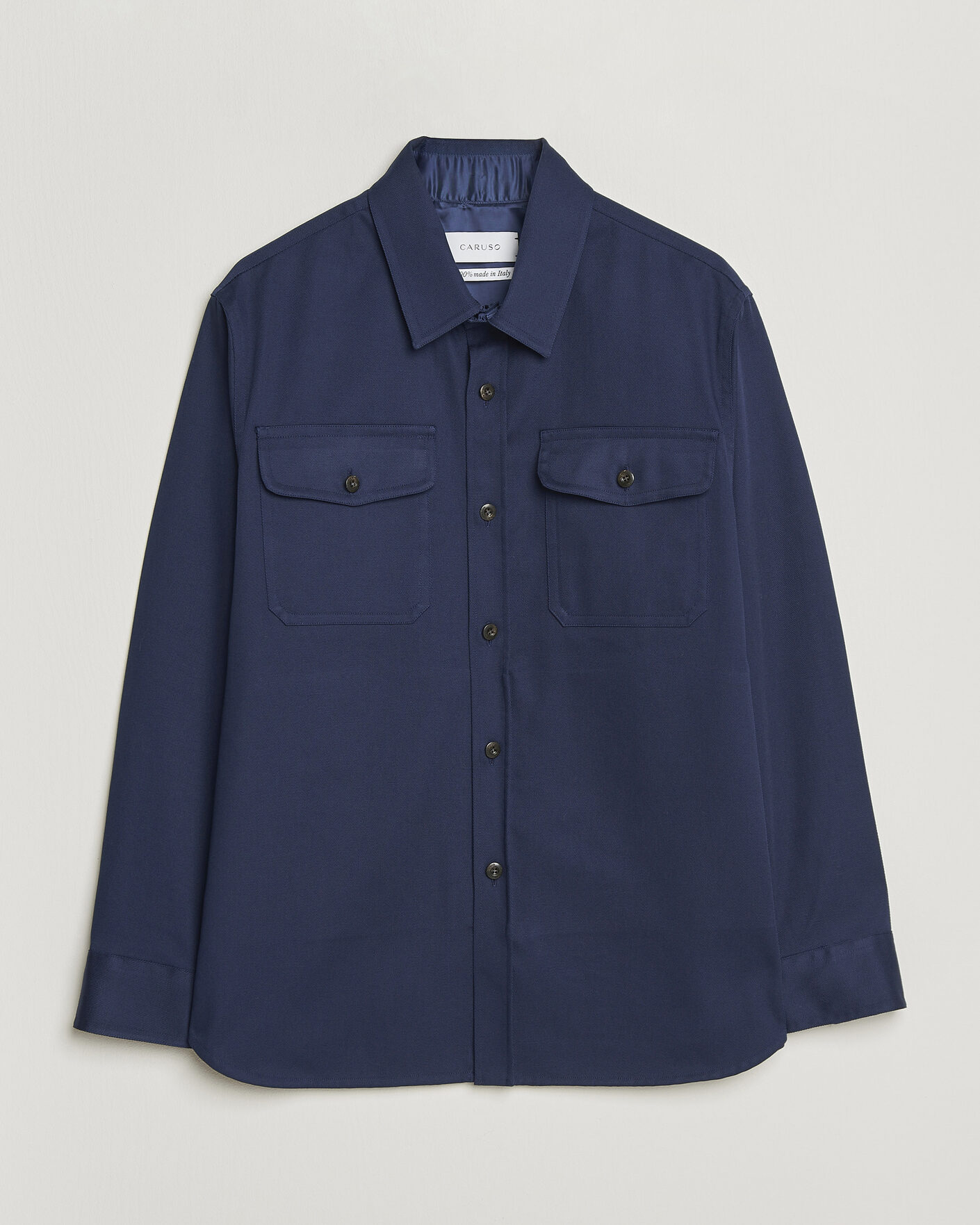 Heren | Overhemden | Caruso | Twill Cotton Overshirt Navy
