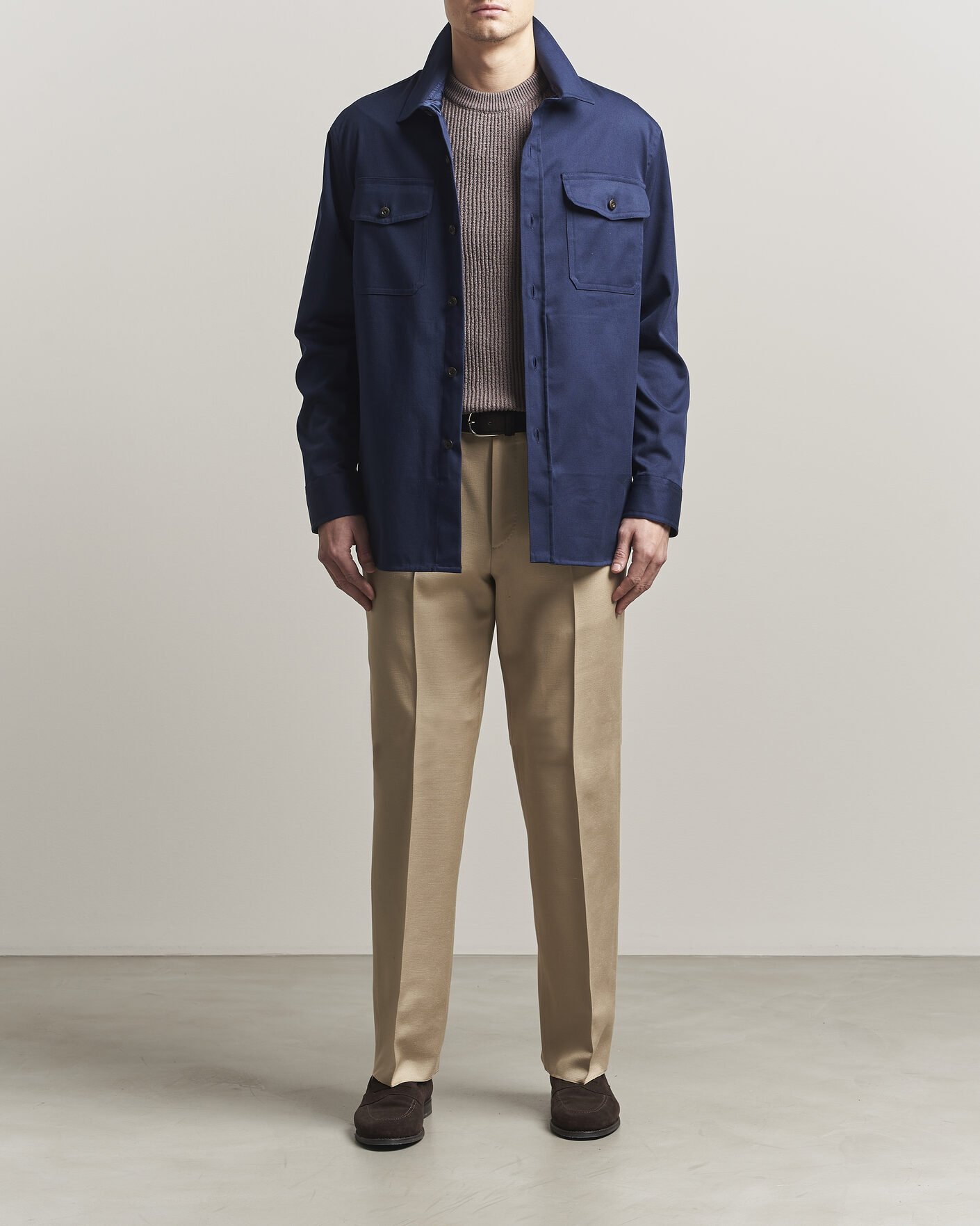 Heren | Overhemden | Caruso | Twill Cotton Overshirt Navy