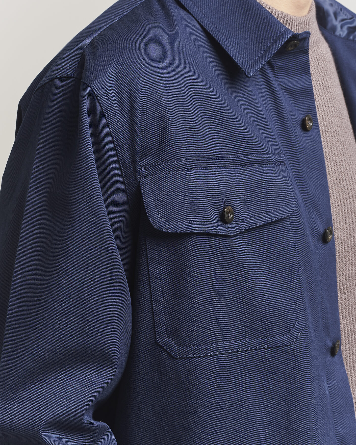 Heren | Overhemden | Caruso | Twill Cotton Overshirt Navy