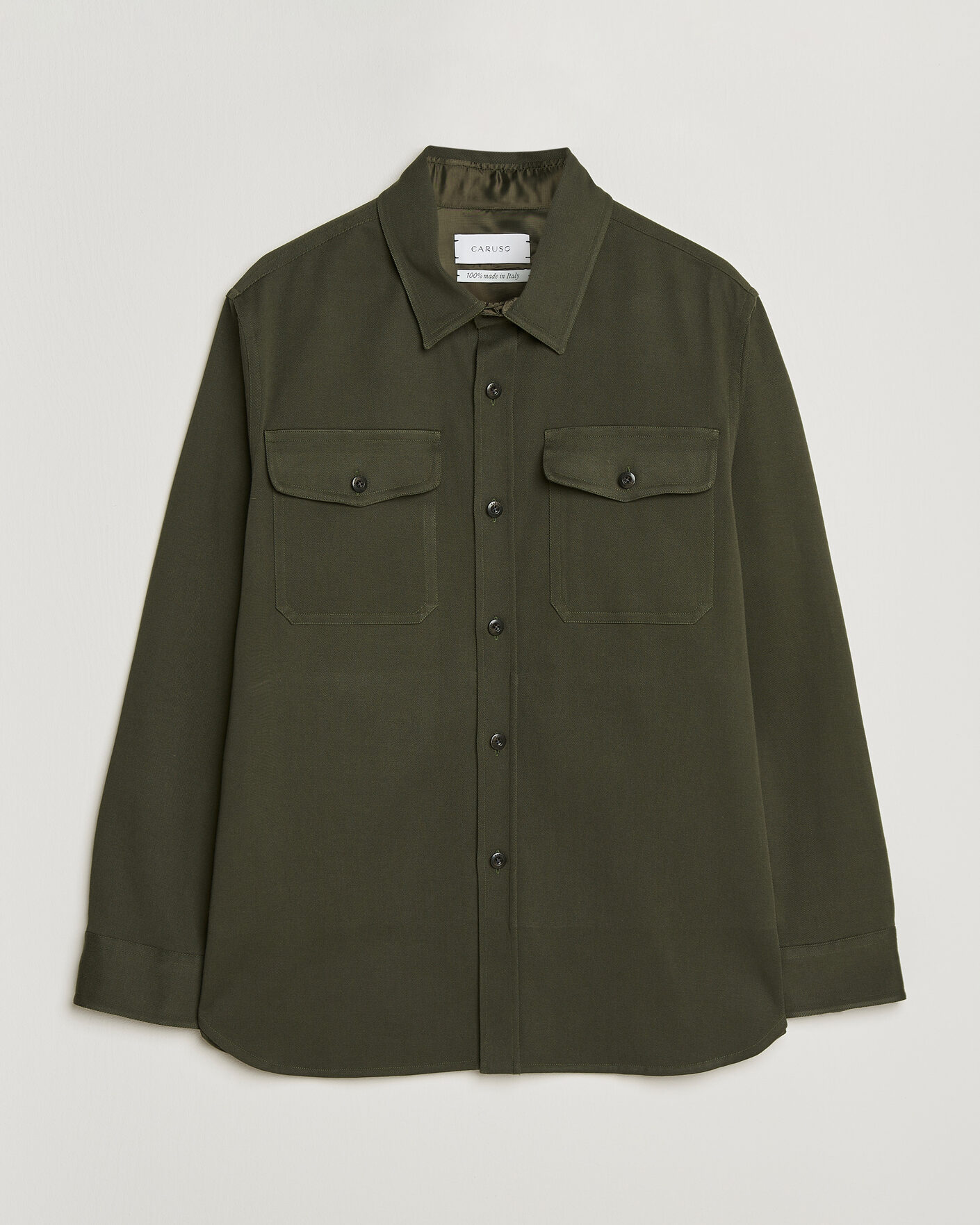 Heren | Overhemden | Caruso | Twill Cotton Overshirt Dark Green
