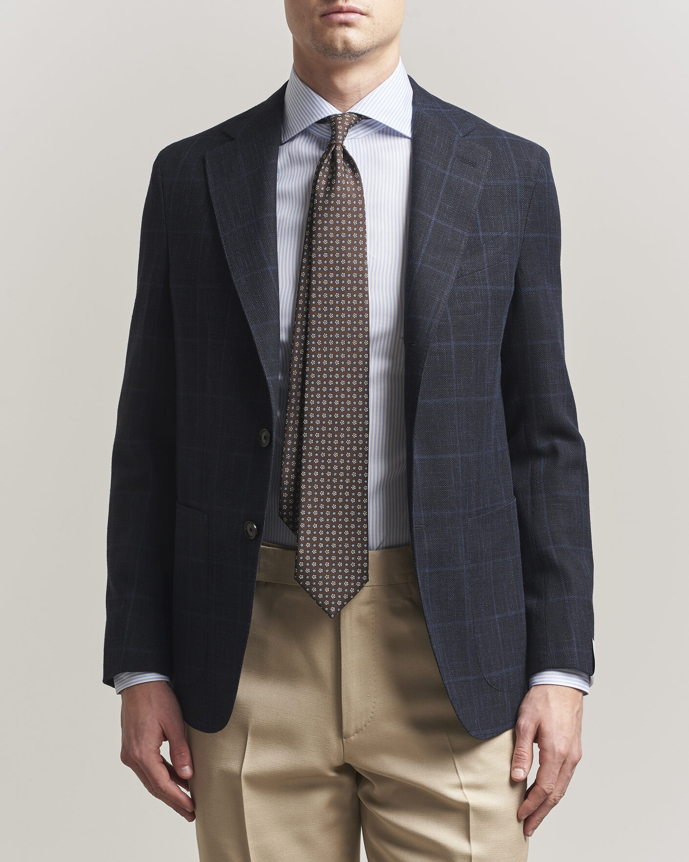 Heren | Blazers | Caruso | Aida Wool Hopsack Blazer Navy Check