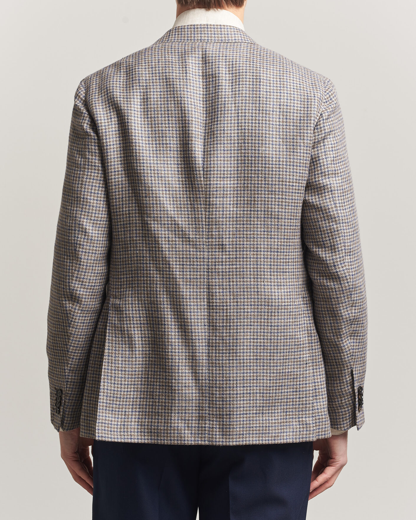 Heren | Blazers | Caruso | Aida Linen/Wool Blazer Navy/Grey Check