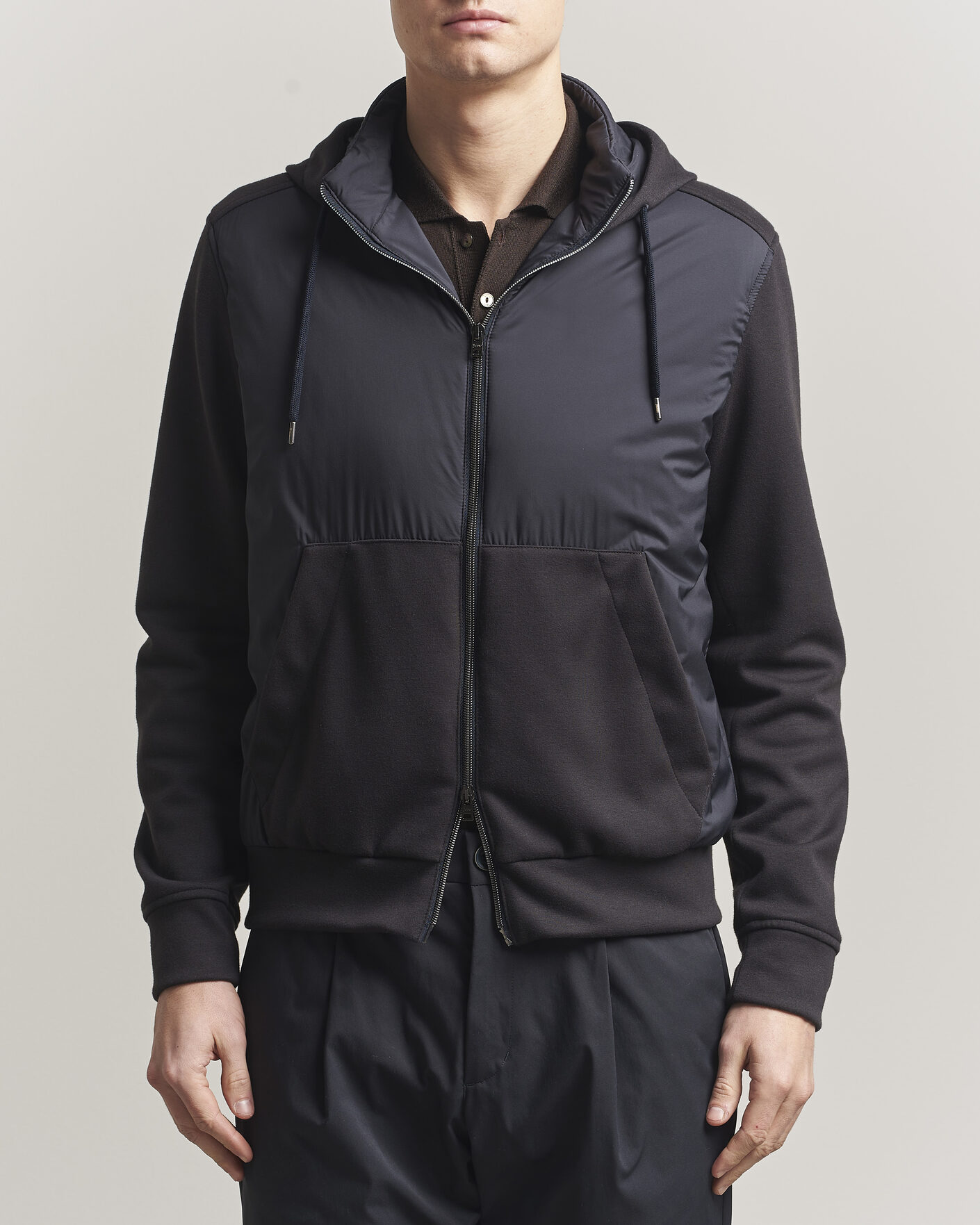 Heren | Jassen | Herno | Hooded Hybrid Jacket Navy