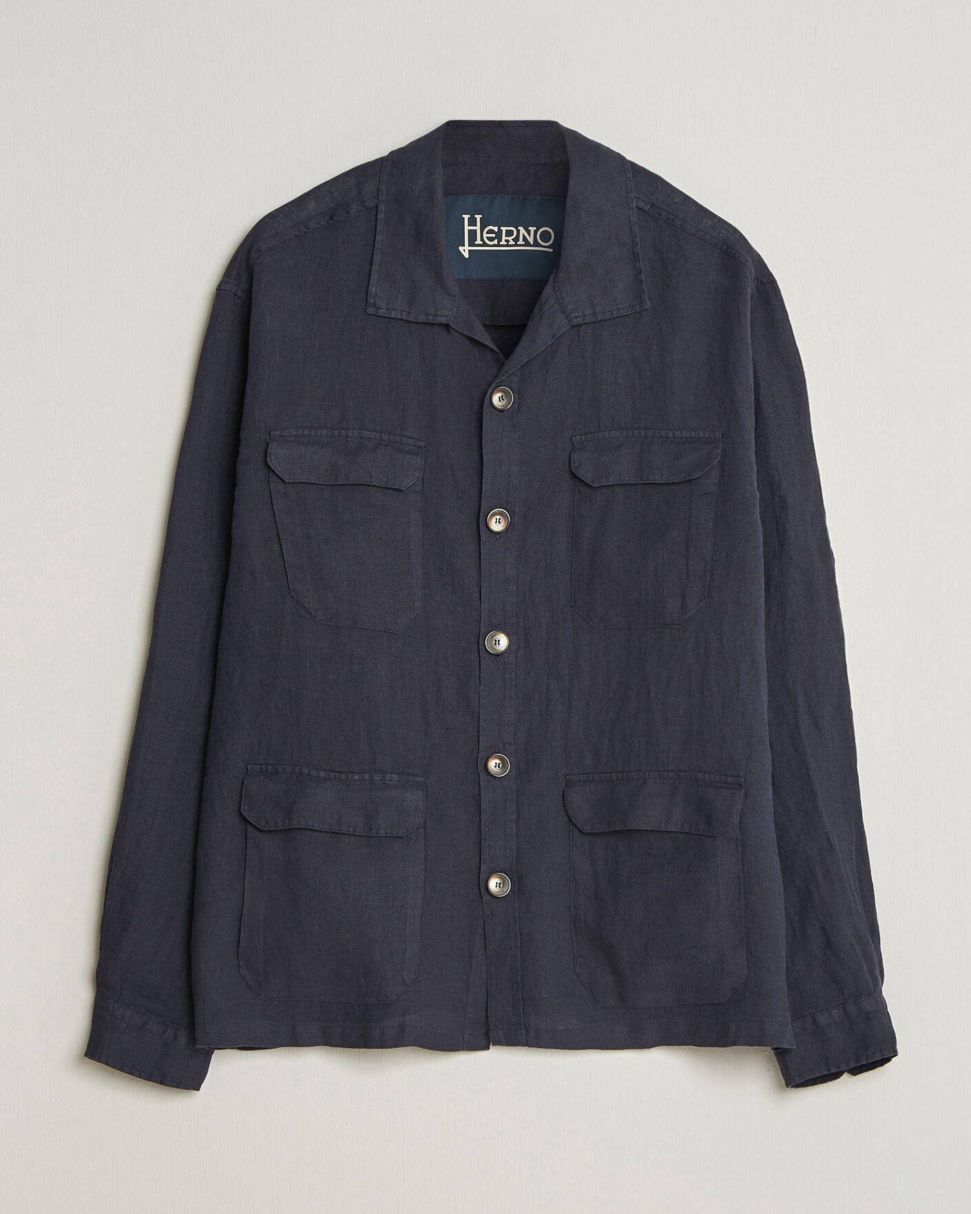 Heren | Jassen | Herno | Linen Safari Jacket Navy
