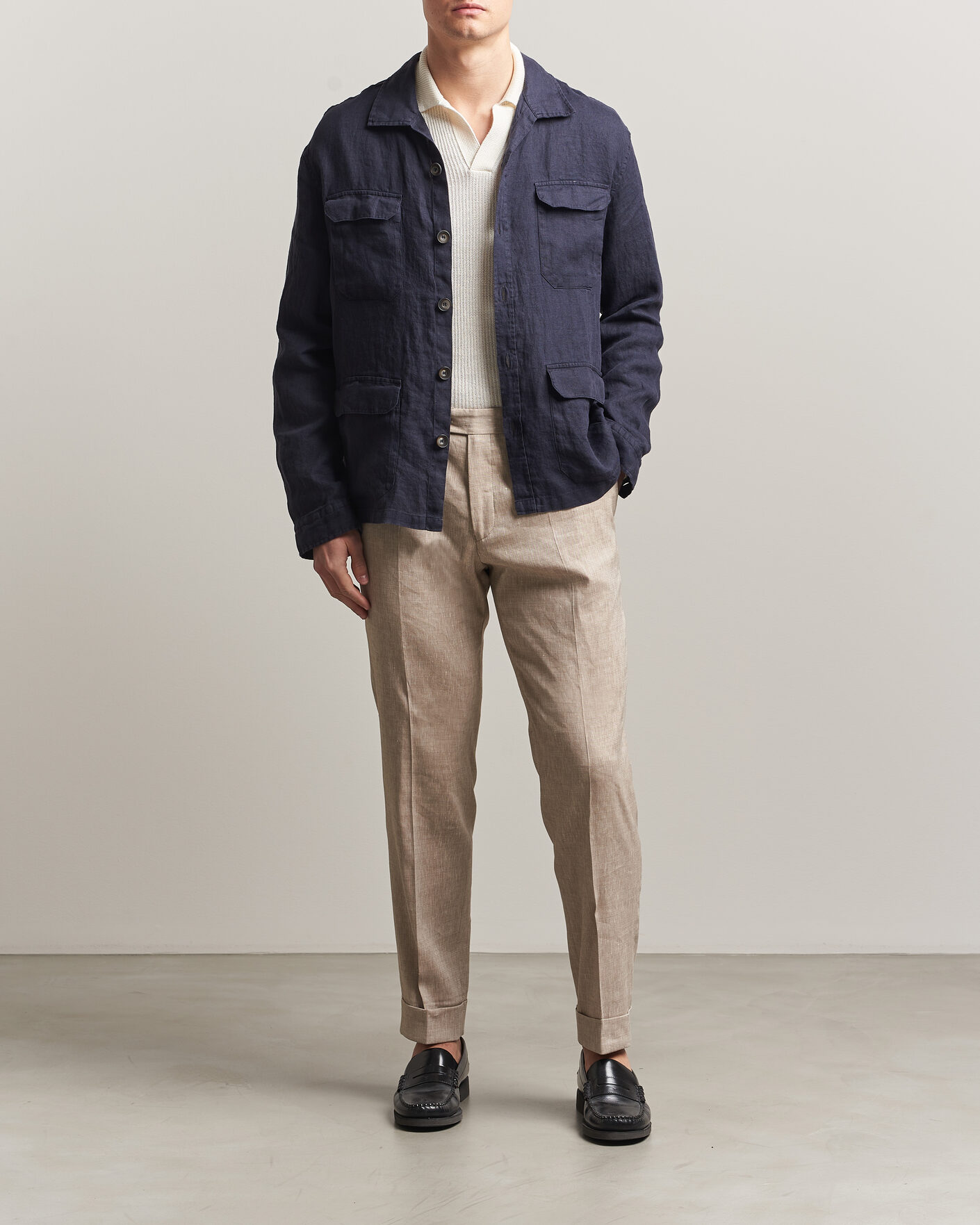 Heren | Jassen | Herno | Linen Safari Jacket Navy